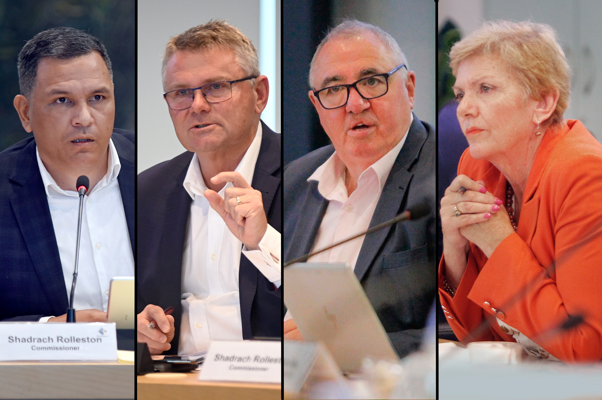 Tauranga City Commissioners Shadrach Rolleston, Bill Wasley, Stephen Selwood, Anne Tolley. Photos / NZME