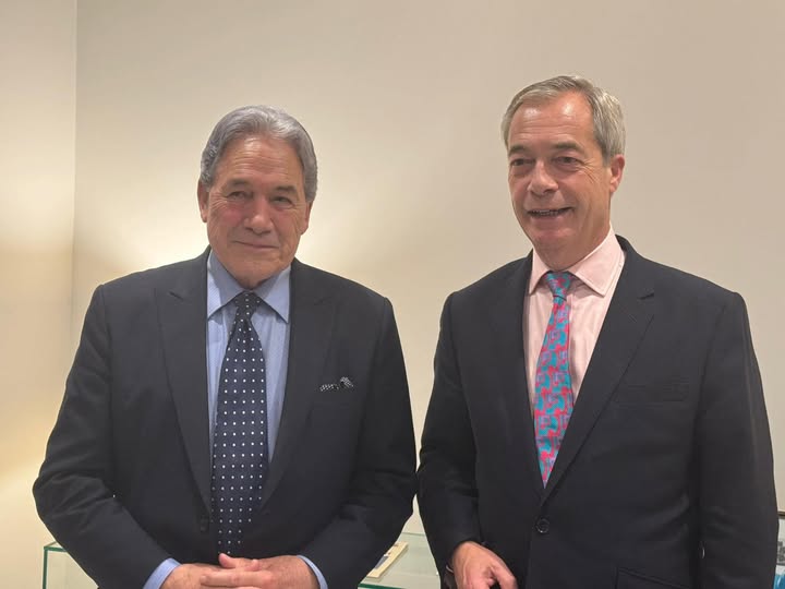 Winston Peters met Reform UK leader Nigel Farage in the United Kingdom last year. Photo / Facebook/Winston Peters