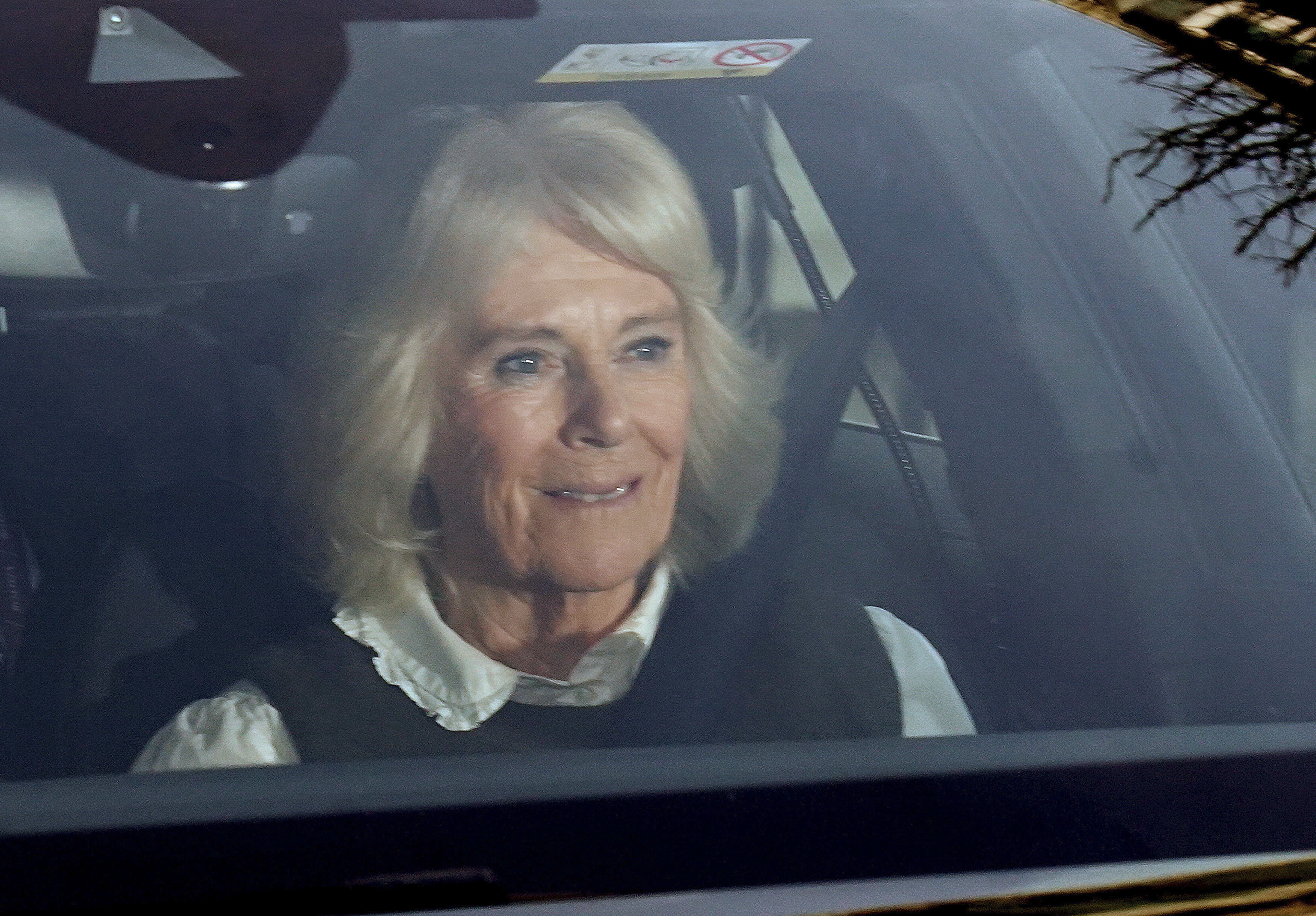 Queen Camilla leaves the London Clinic in central London where King Charles is being treated for an enlarged prostate. Photo / PA via AP