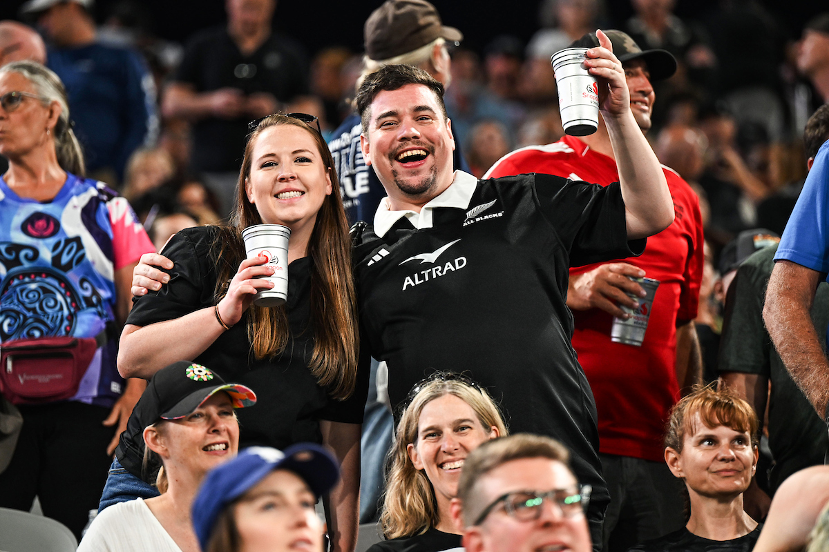 US-based fans All Blacks fans at Snapdragon Stadium. Photo / Photosport