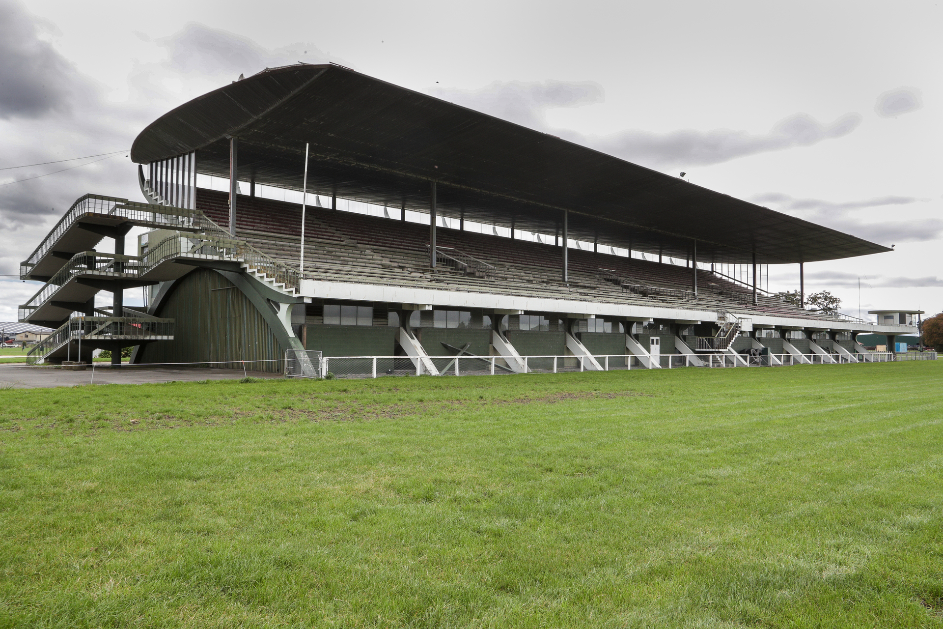 The dated but iconic grandstand at the showgrounds in Hastings. Photo / Warren Buckland