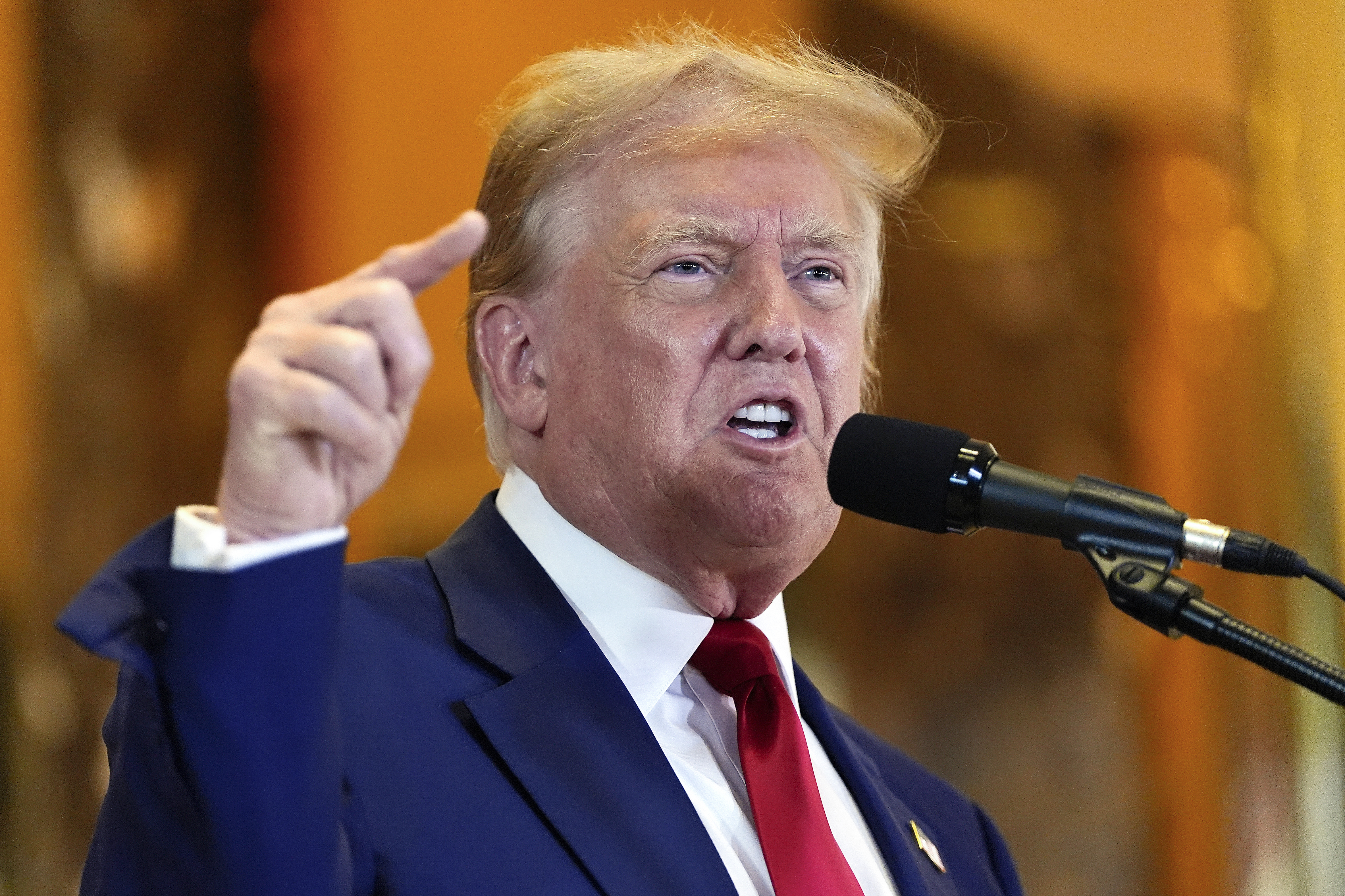 Former US president Donald Trump speaks during a news conference at Trump Tower on May 31, 2024. Photo / AP