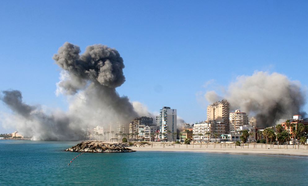 Smoke billows from the site of Israeli airstrikes on a neighbourhood in the southern Lebanese city of Tyre. Photo / AFP
