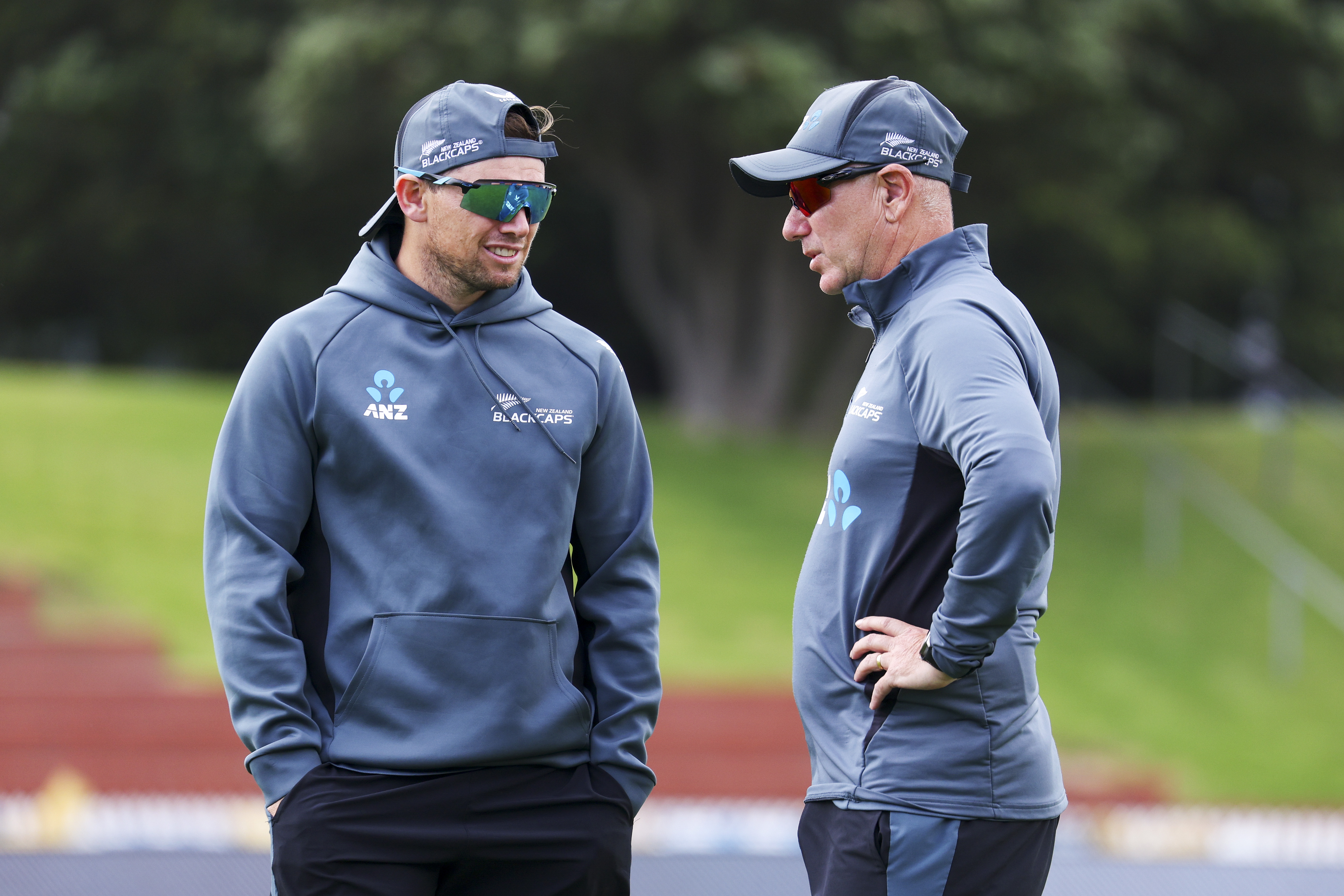 Captain Tom Latham (left) and coach Gary Stead had no changes to discuss. Photo / Getty Images