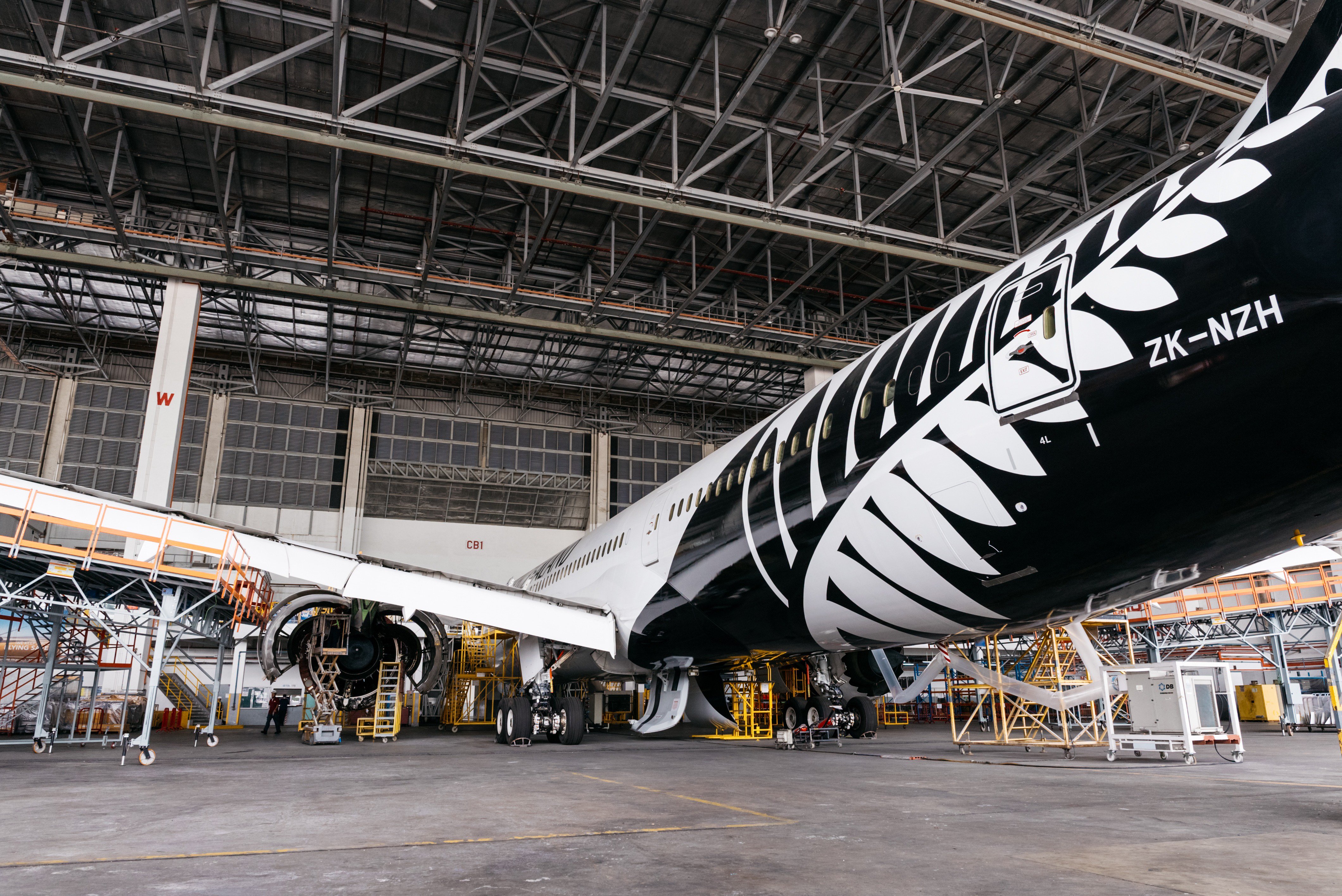 Air New Zealand Boeing 787-9 Dreamliner with the registration ZK-NZH is the first of 14 aircraft to be retrofitted at S.T. Engineering in Singapore, seen in December. Photo / Air New Zealand, Alex Twentyman