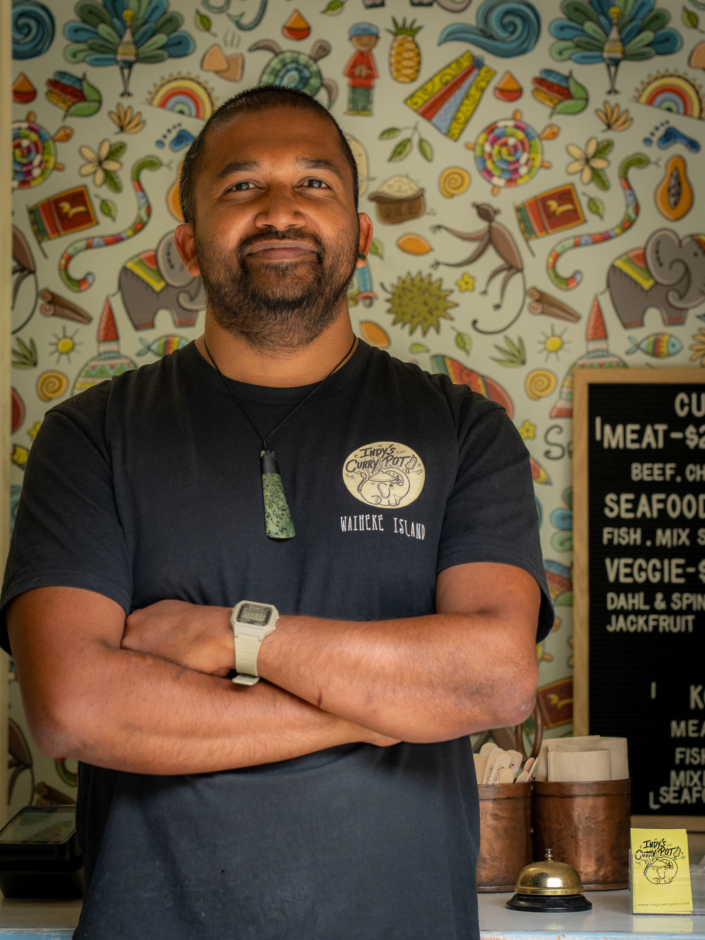 Indika Bombuwala (Indy) of Indy's Curry Pot on Waiheke. Photo / Malcolm Campbell