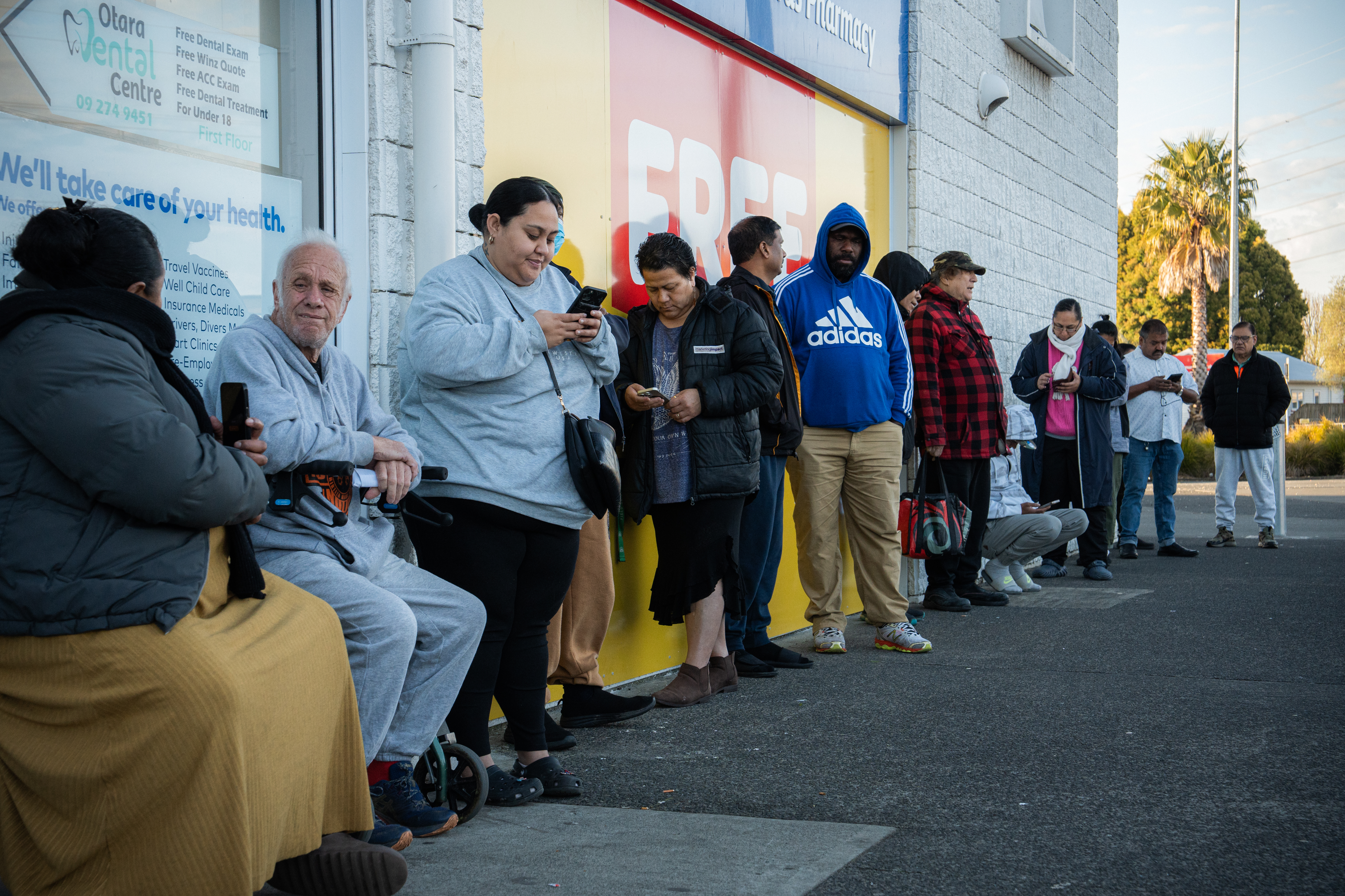 Patients start queuing from 6am to be seen by a GP at Local Doctors Ōtara. Photo / Ben Dickens