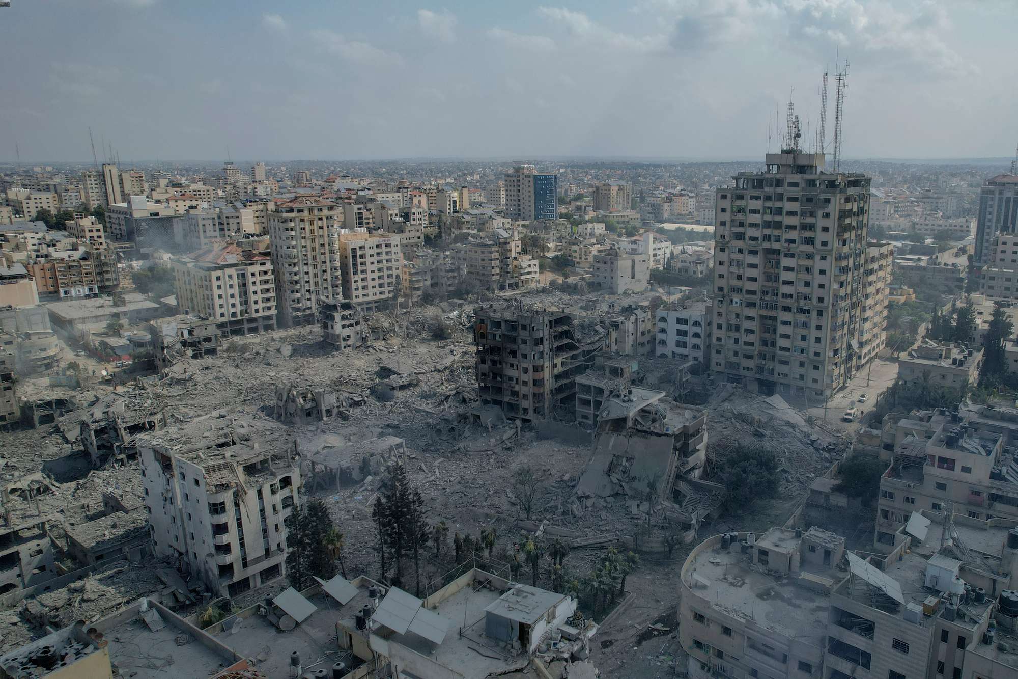 A view of the rubble of buildings hit by an Israeli airstrike, in Gaza City on October 10, 2023. Photo / AP