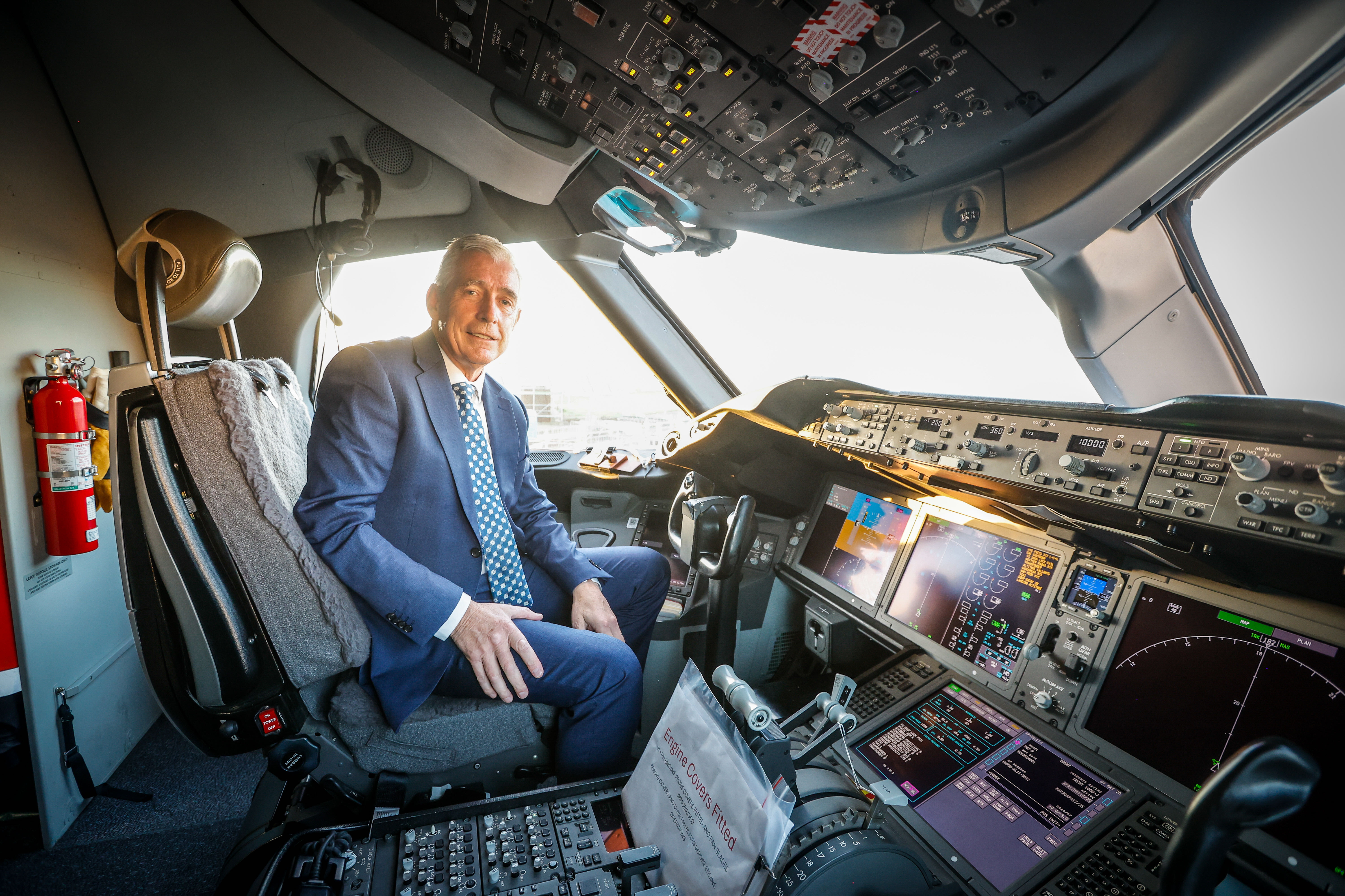 Foran in the 787-9 cockpit. Photo / Michael Craig