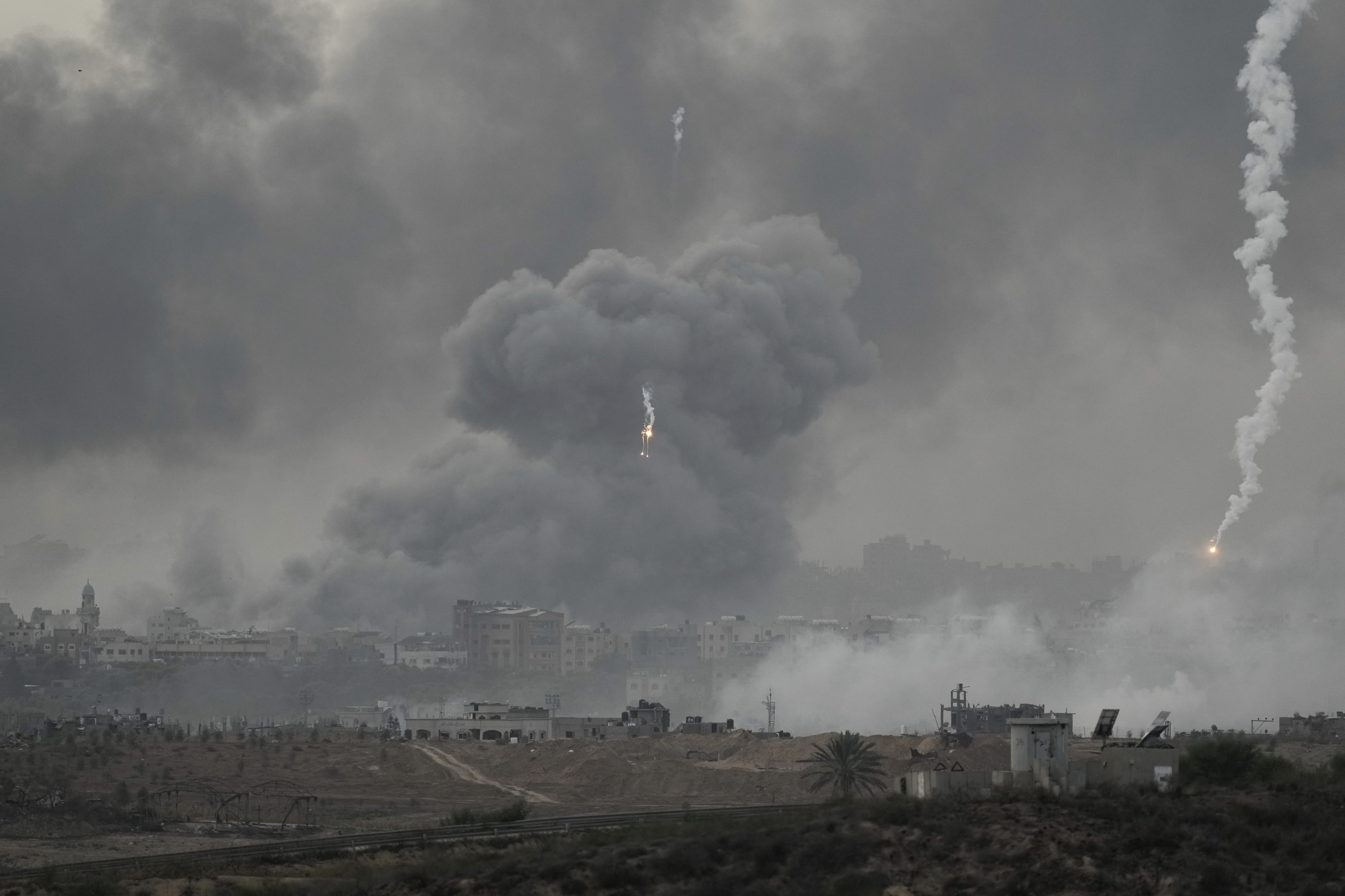 Smoke rises following an Israeli airstrike in the Gaza Strip, as seen from southern Israel. Photo / AP