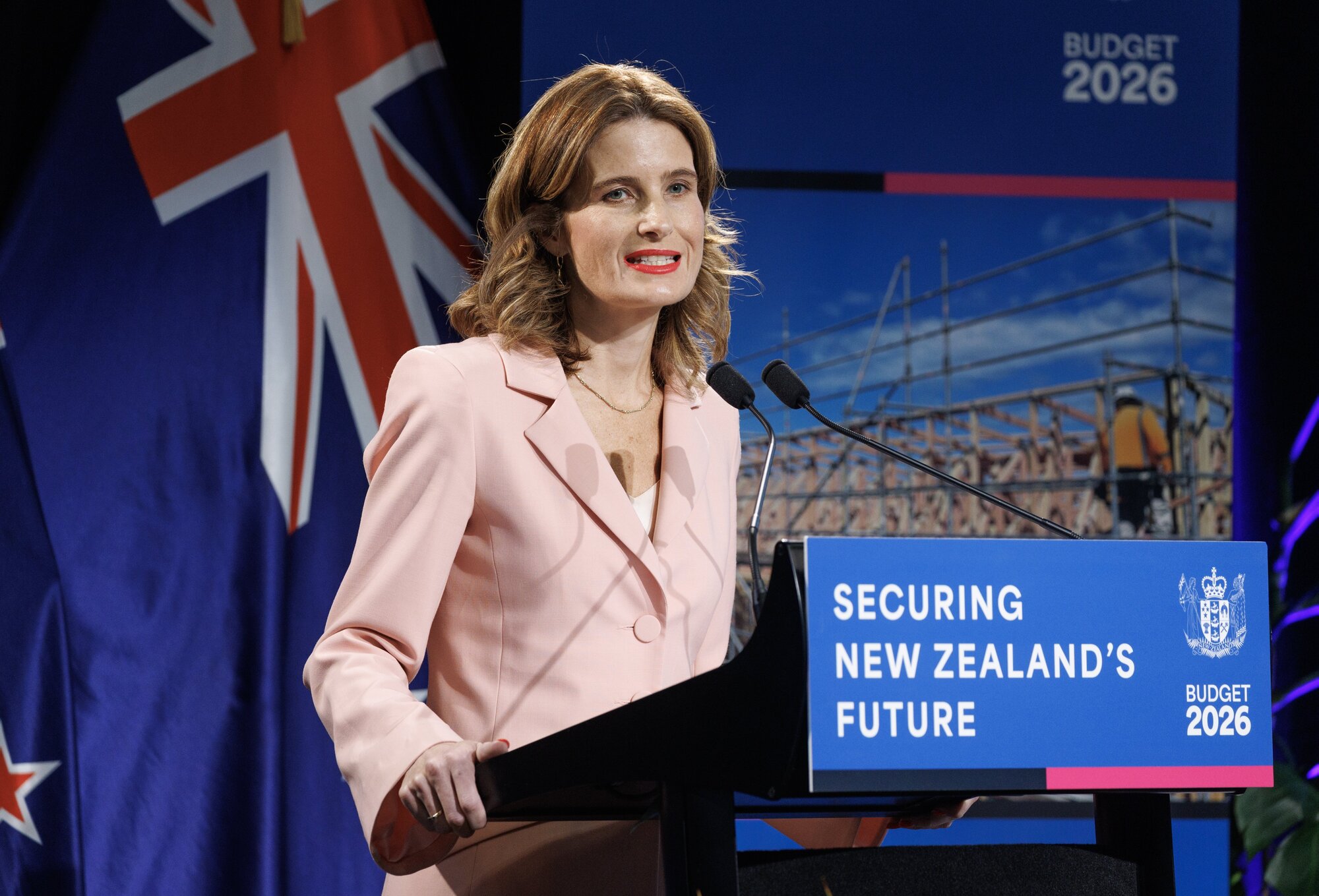 Finance Minister Nicola Willis presents Budget 2026 in the lock-up. Photo / Mark Mitchell