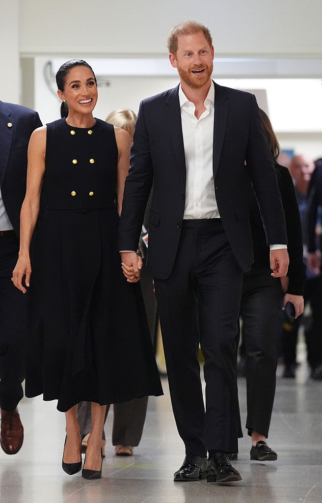 Meghan, Duchess of Sussex, and Prince Harry in April. Harry will fly solo into the UK, with Meghan and their children possibly joining him later in the week. Photo / Getty Images