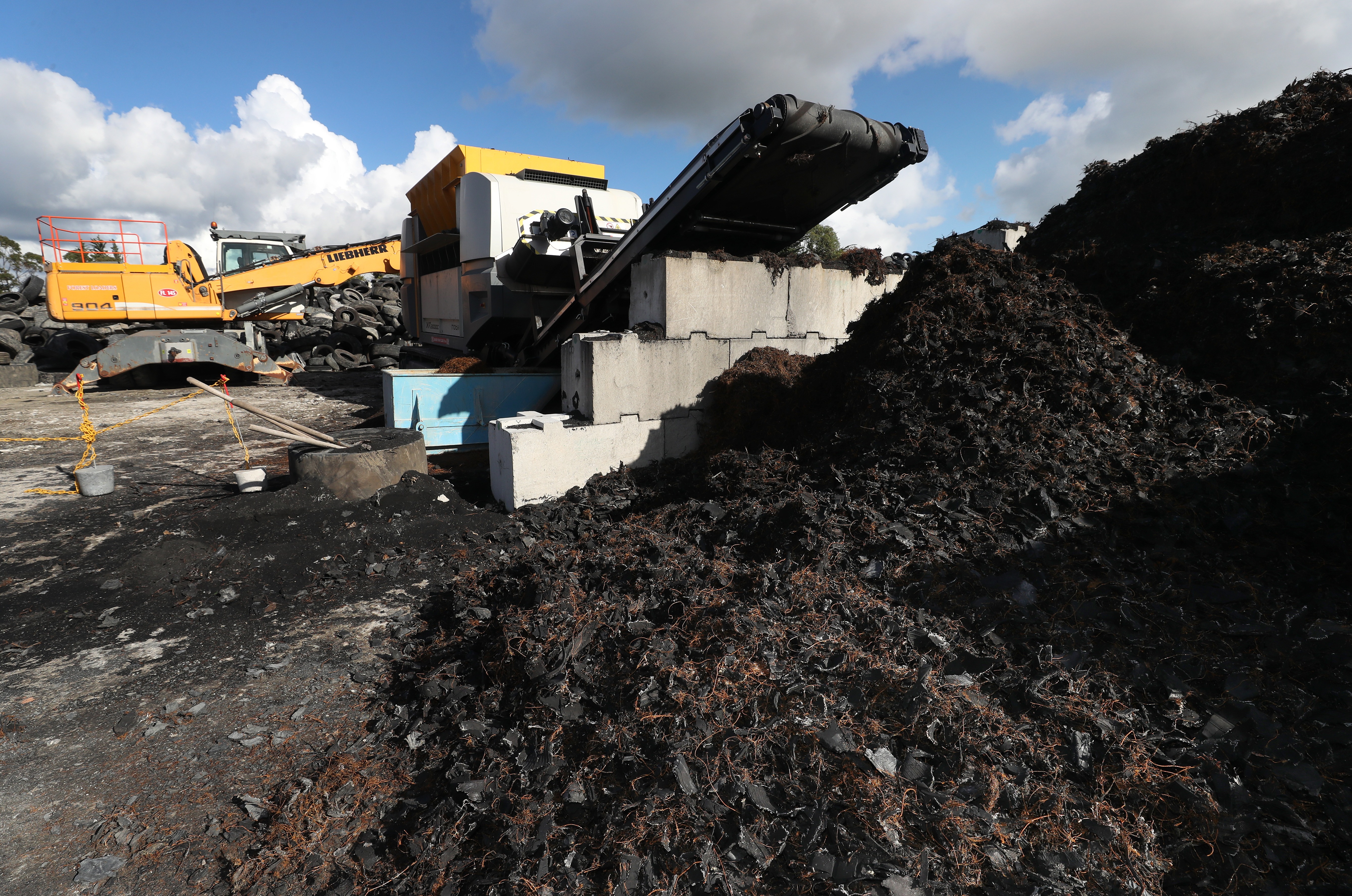 A new tyre shredder means Golden Bay can now receive whole tyres for its cement making. Photo / Michael Cunningham