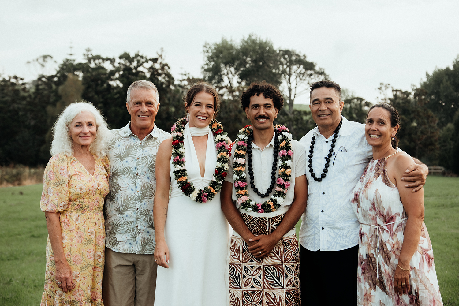 Family portraits, like this one from Hayley and Connor's wedding, are Geoffrey Matautia's specialty, and one of the reasons they chose him to capture the occasion. Photo / Geoffery Matautia and Hele Ikimotu