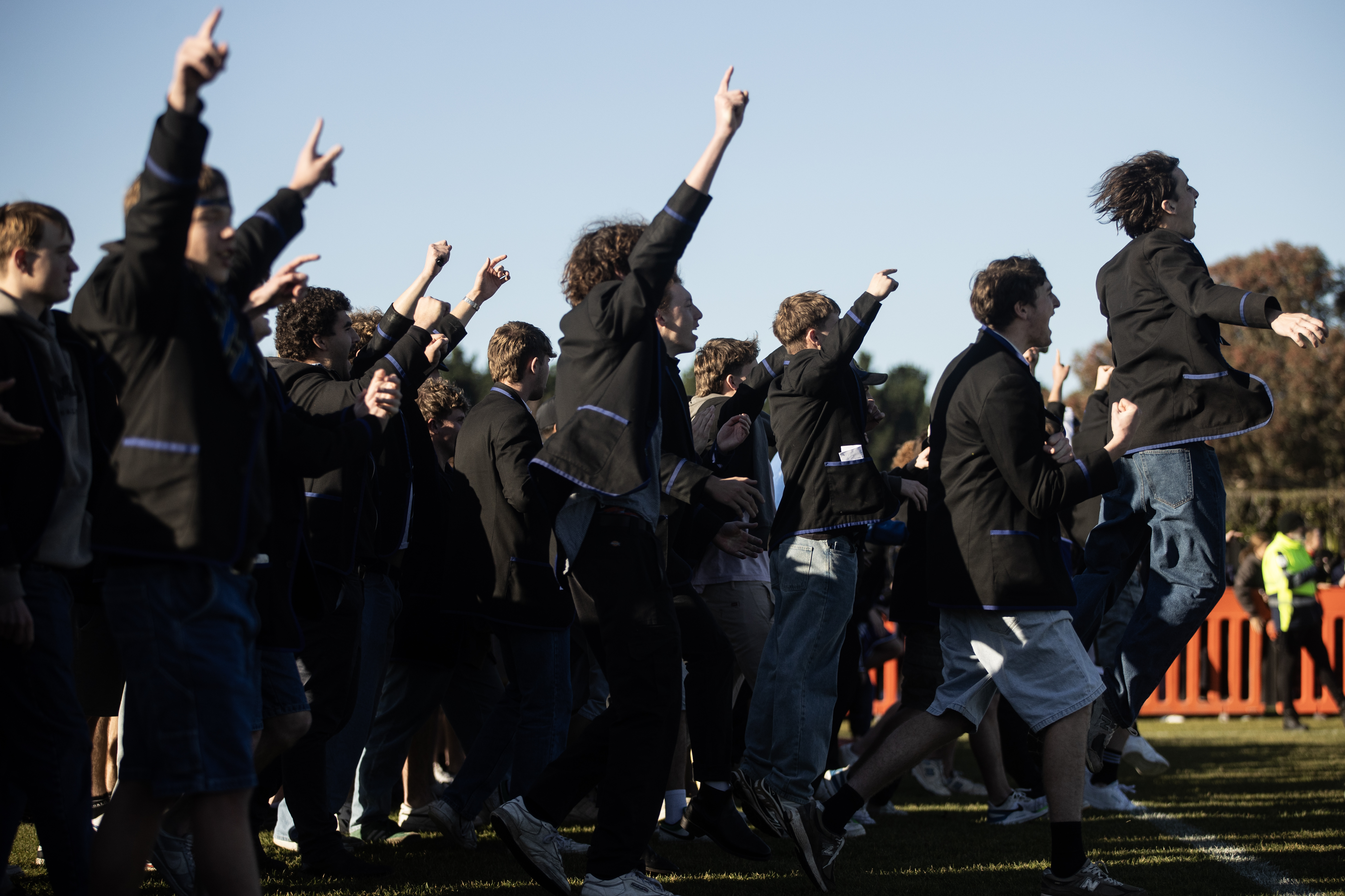Jubilant Christchurch Boys’ High School fans. Photo / George Heard