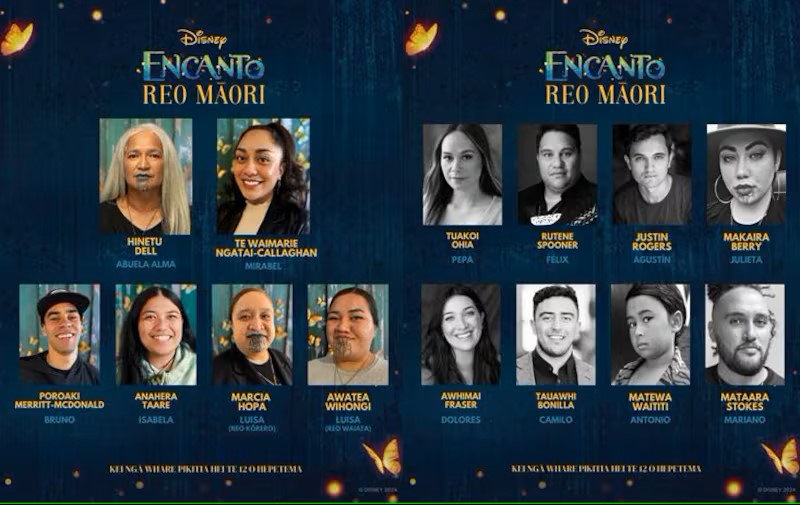 The line up for Disney's Encanto Reo Māori.