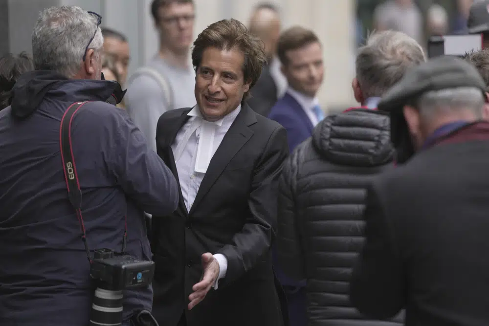 David Sherborne, Prince Harry's lead lawyer arrives at the High Court in London, Monday, June 5, 2023. Photo / AP
