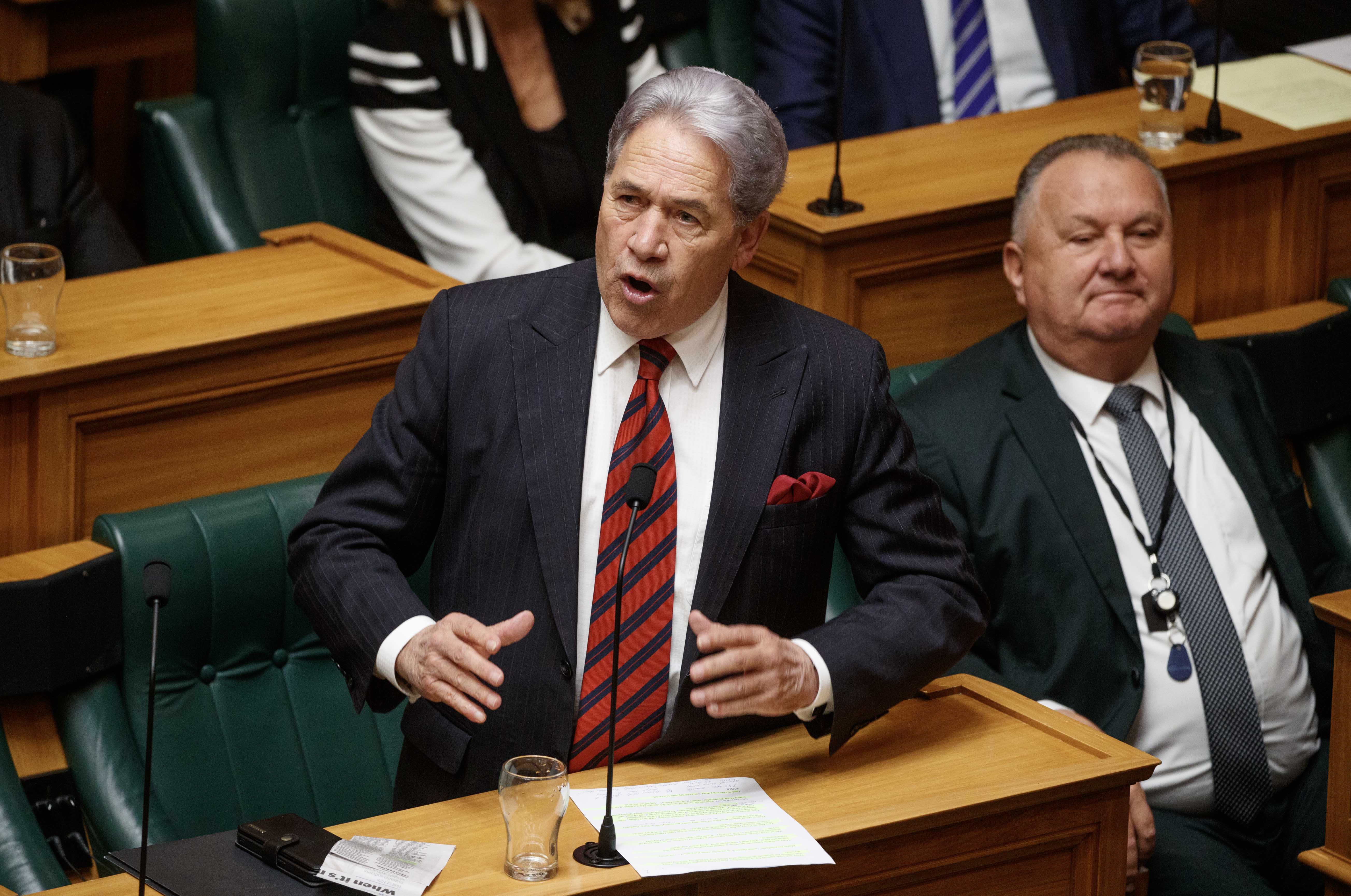 Deputy Prime Minister and NZ First leader Winston Peters engaged in a war of words with Te Pāti Māori's Debbie Ngarewa-Packer. Photo / Mark Mitchell  