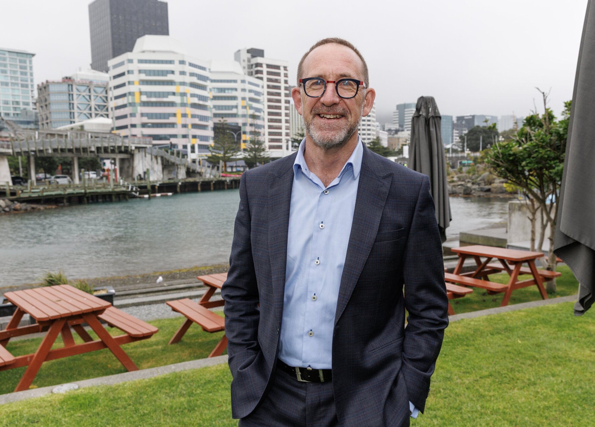 Andrew Little was all smiles after his press conference announcing his mayoral victory at the Wharewaka Function Centre, Wellington. Photo / Mark Mitchell