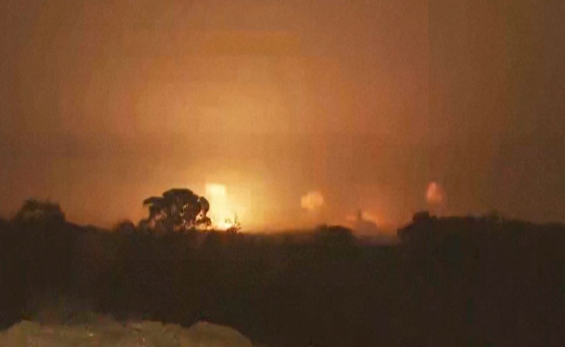 Various explosions seen over Gaza skyline from southern Israel. Photo / AP