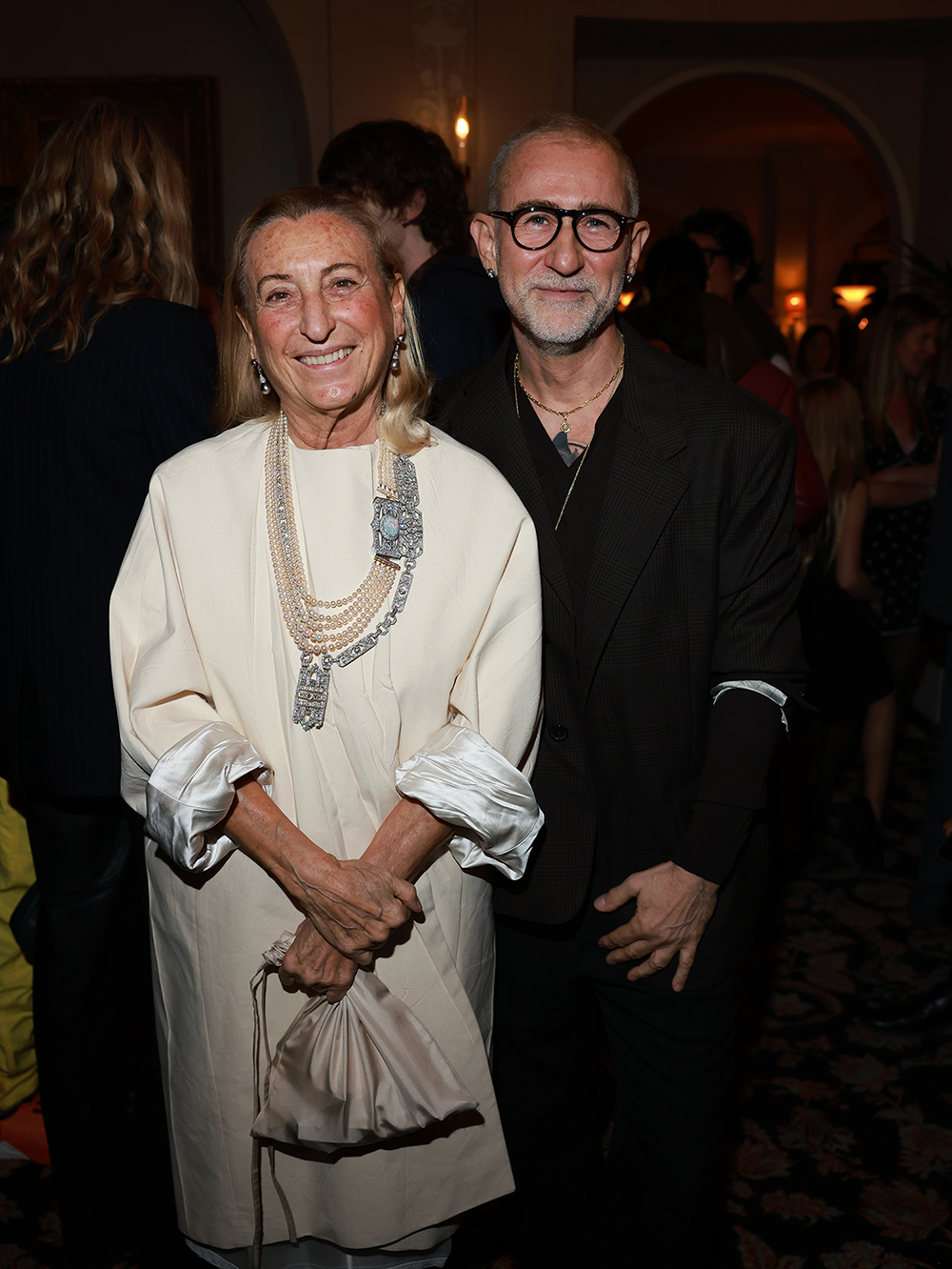 Designer Miuccia Prada and Fabio Zambernardi attend the Miu Miu dinner party at Laurent, France. Photo / Getty Images