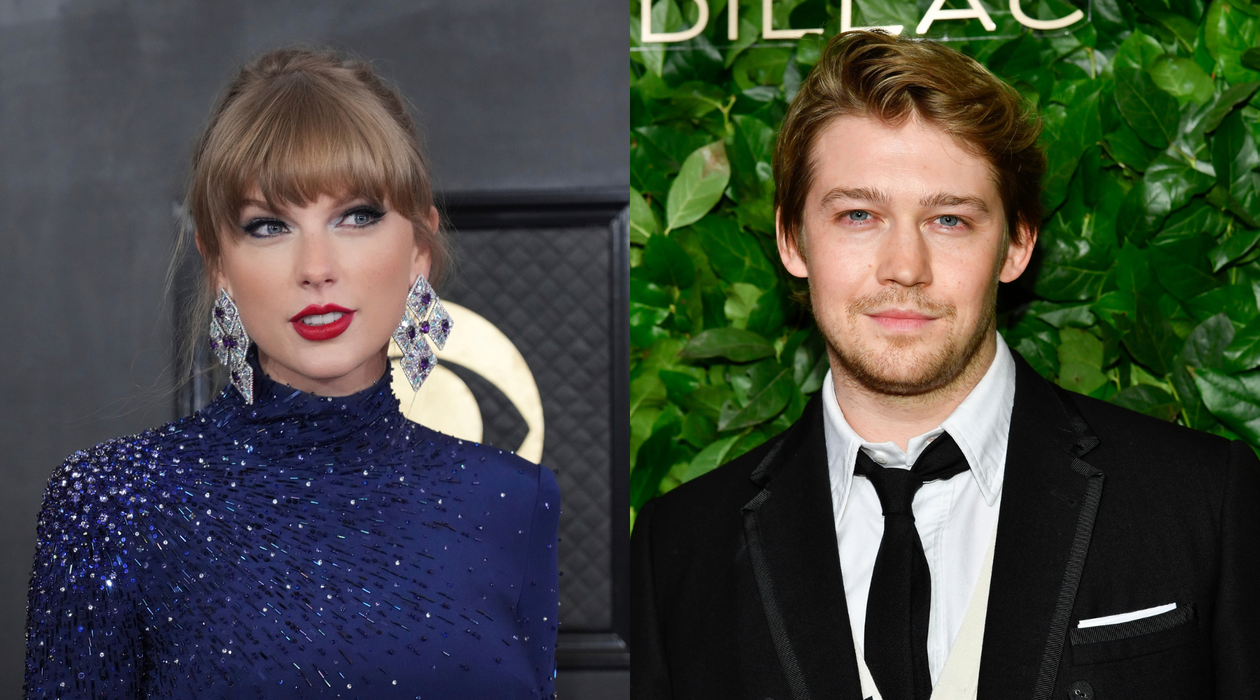 Joe Alwyn (right) has opened up about his break-up with Taylor Swift last year in a rare interview. Photos / AP