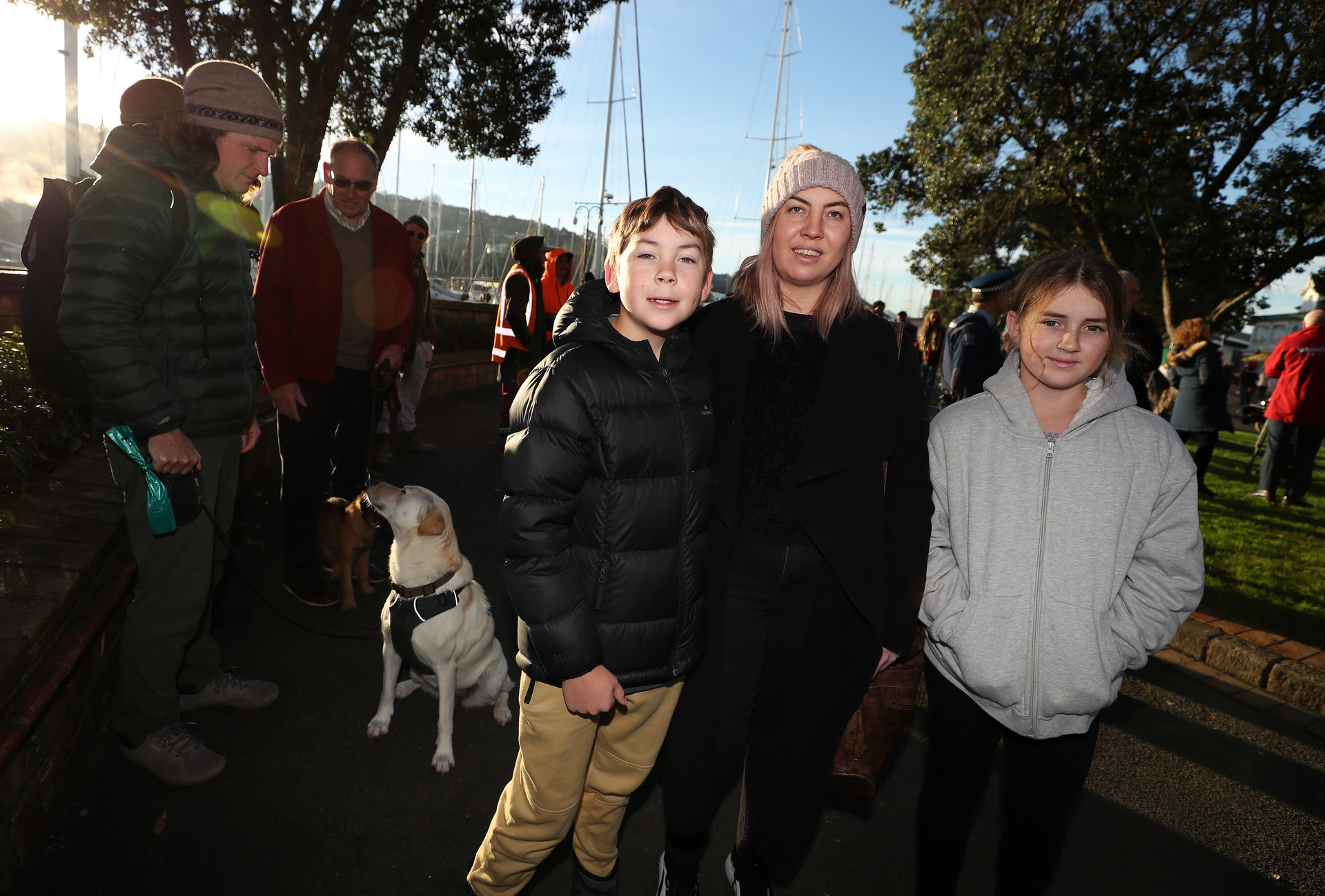 Alanah Stigsdottir turned out early with kids Delilah and Byron. Photo / Michael Cunningham