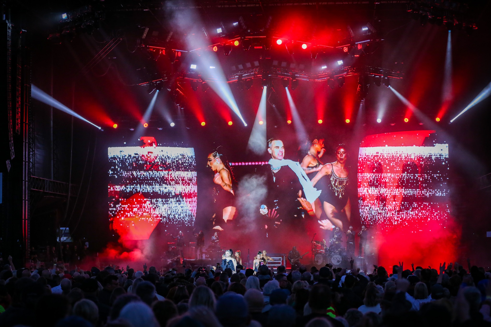 The screens, light show and the sound take their effect. Photo / Paul Taylor
