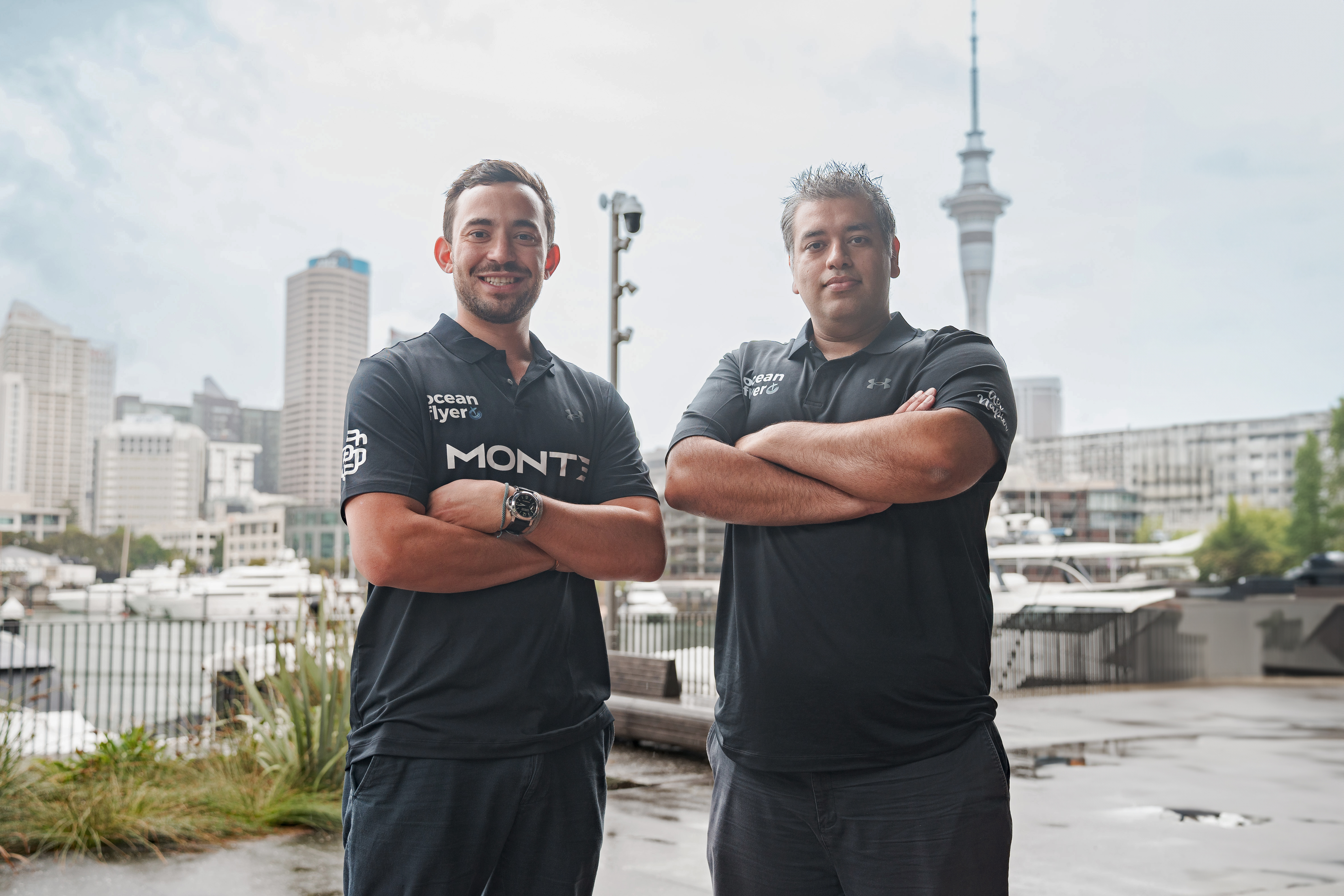 Monte chief operating officer Timothy Eyre (left) and Ocean Flyer chief executive Shah Aslam are pleased with the $145m deal which will see the first phase of seagliders operating in New Zealand.