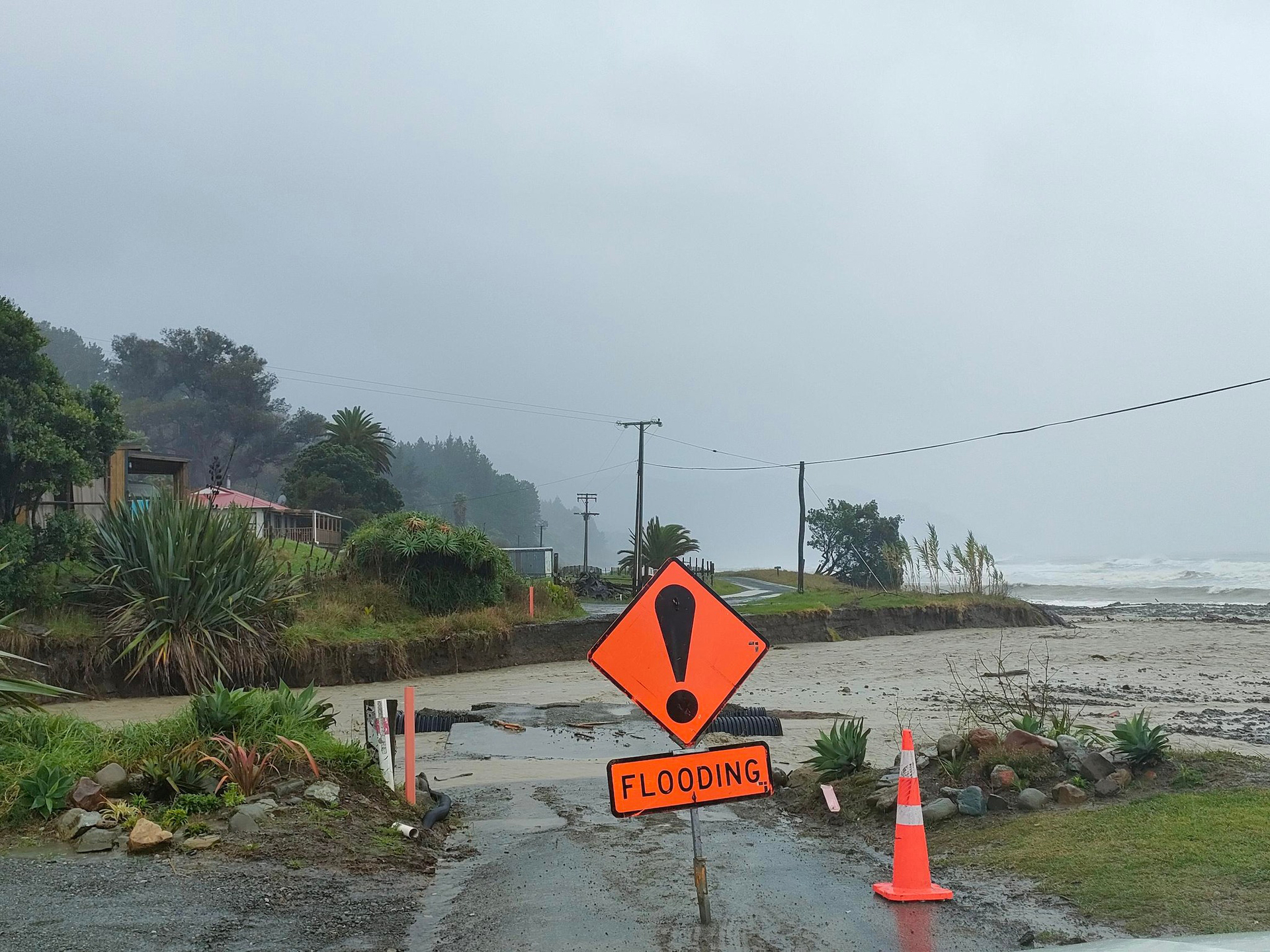 Flooding and washout at Waipiro Bay in Tairāwhiti in mid-April from ex-tropical cyclone Fili. Photo / Supplied