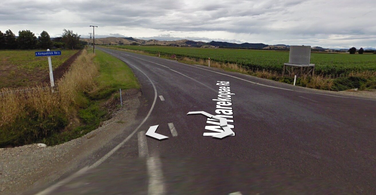 Multiple people have injured in the crash on Wharekopae Rd near Pātūtahi. Photo / Google