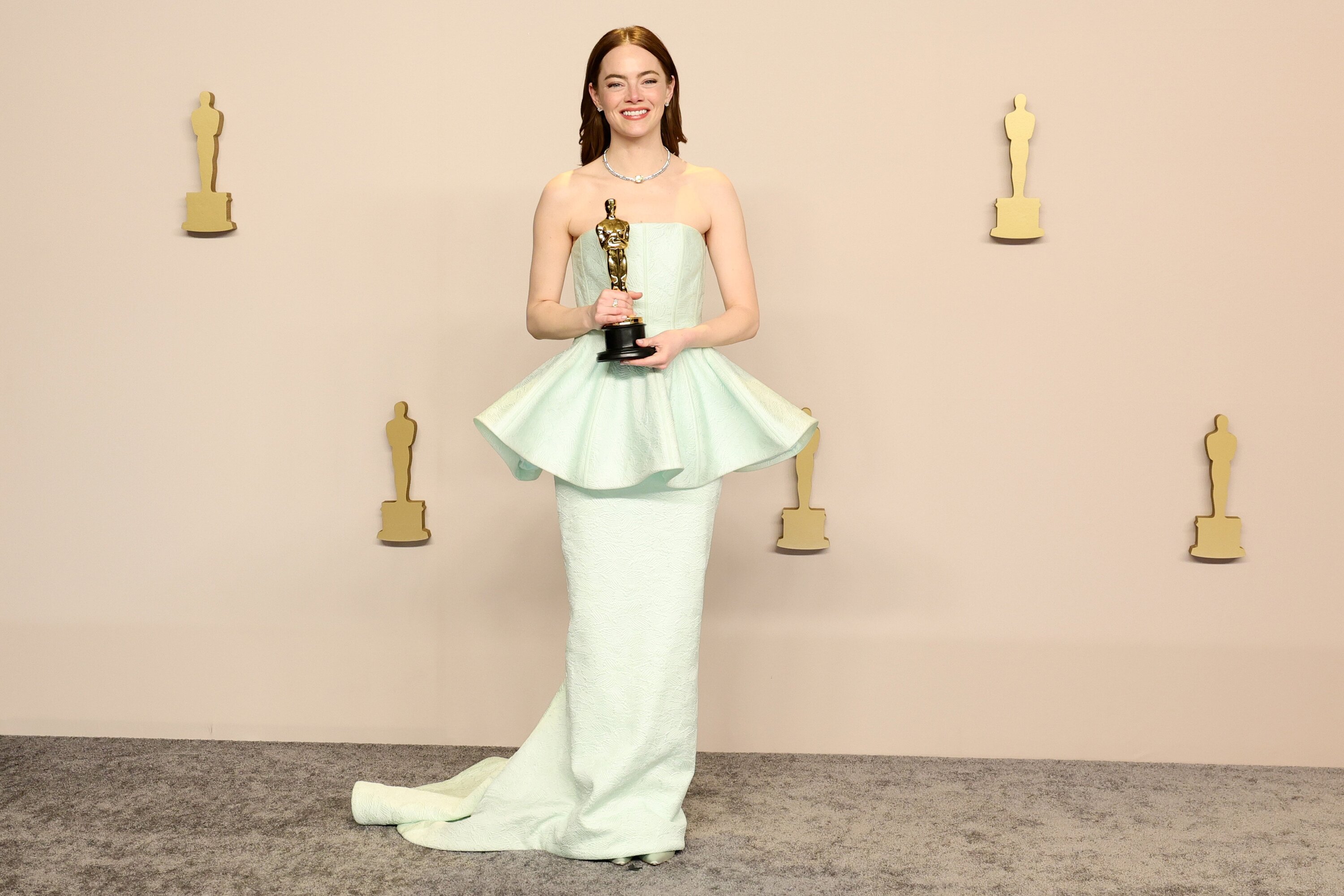 Emma Stone, winner of the Best Actress in a Leading Role award for Poor Things, poses in the press room during the 96th Annual Academy Awards. Photo / Getty Images
