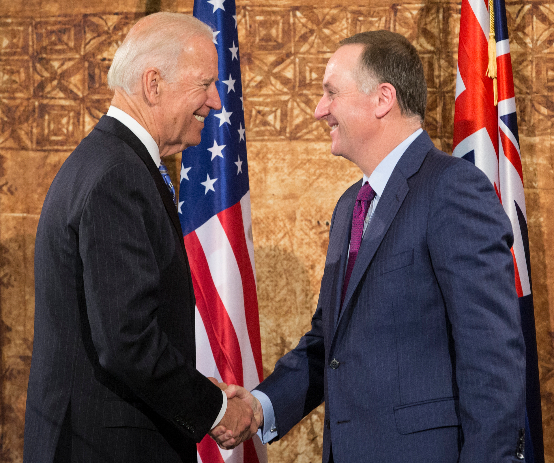Then Vice President Joe Biden meets with John Key on Biden's 2016 visit to New Zealand. Photo / Greg Bowker