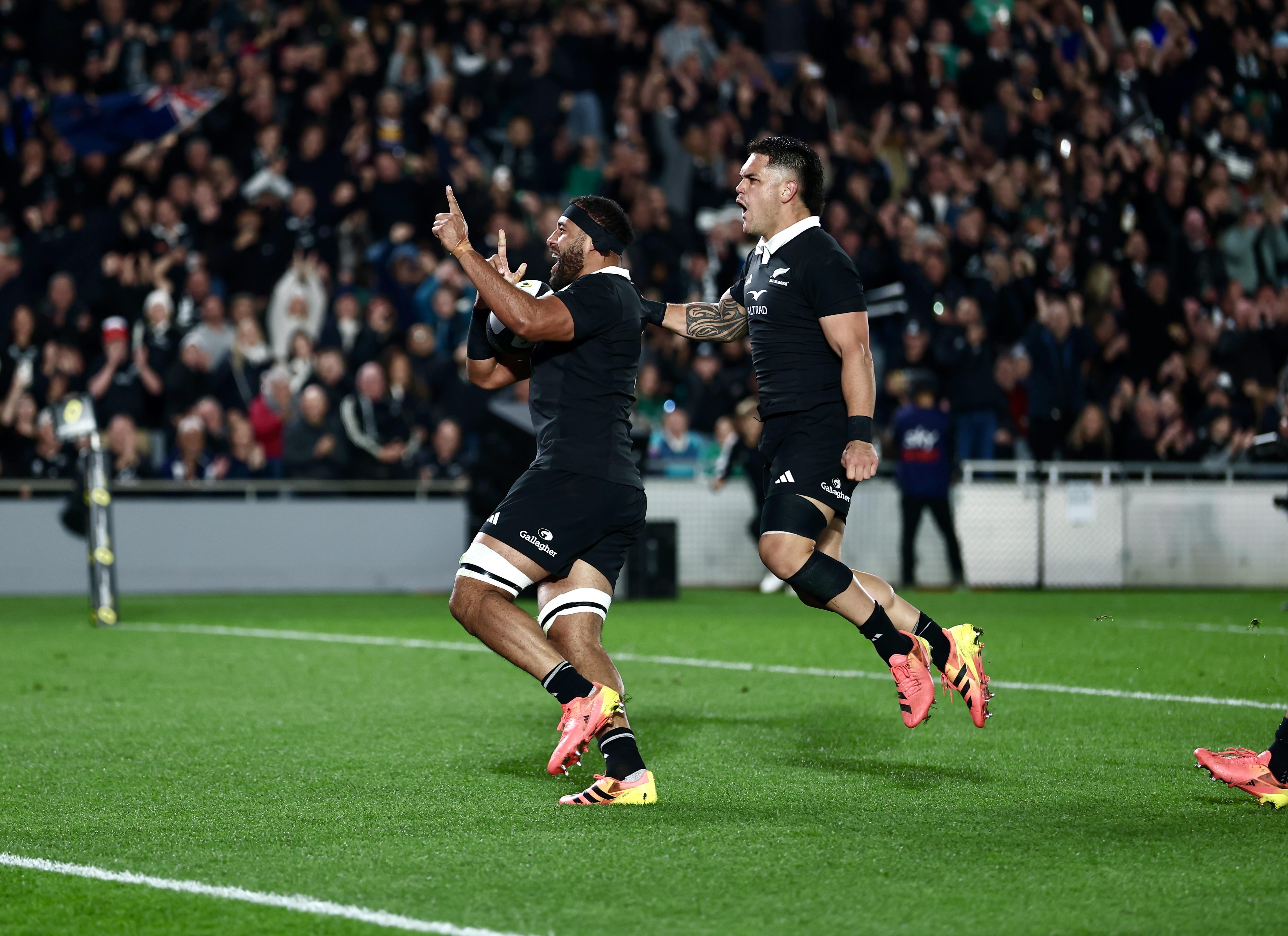 Patrick Tuipulotu scored the first try of the test against Ireland. Photo / Dean Purcell.