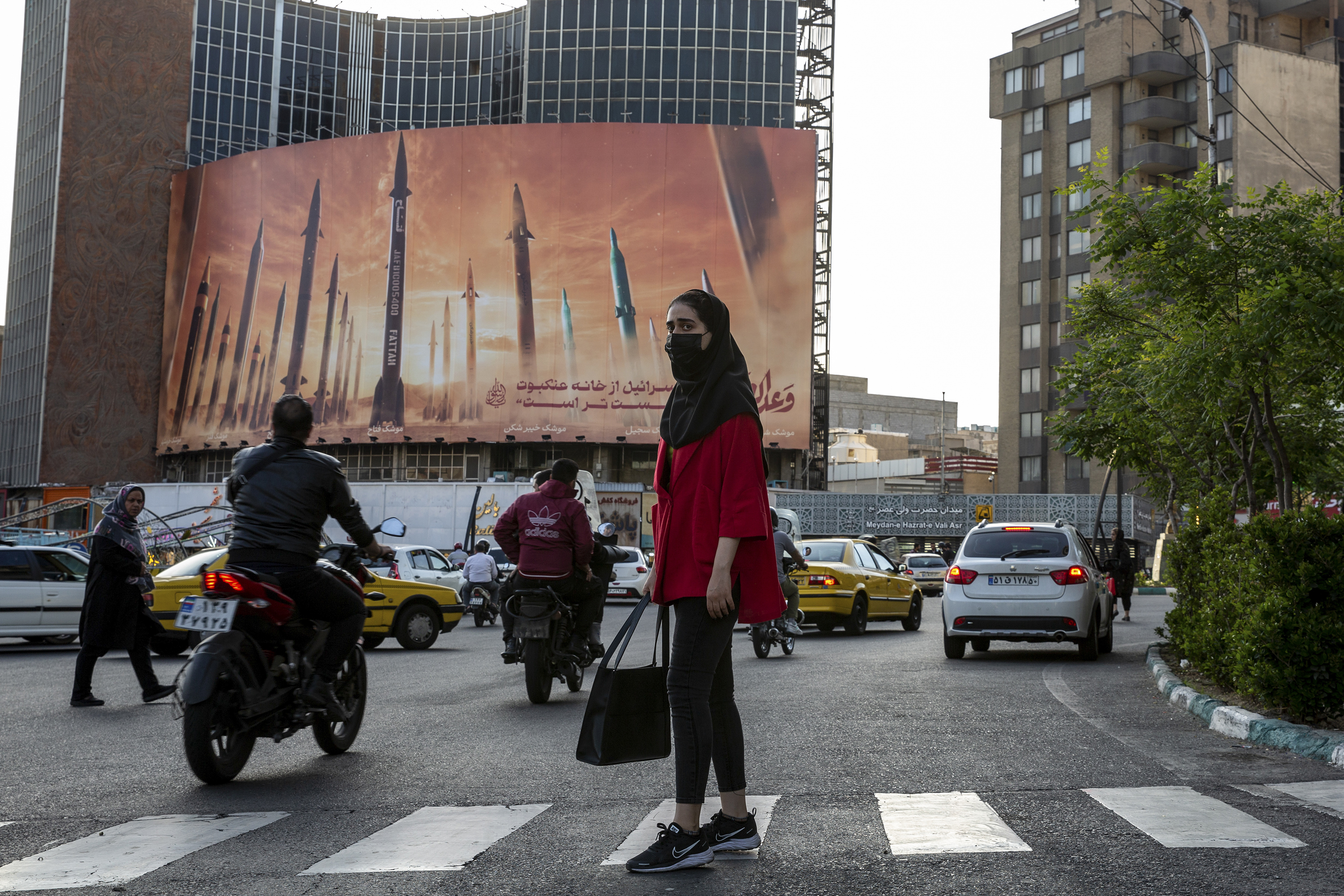 A billboard in Tehran offered a message to Israel on Monday. Photo / Arash Khamooshi, The New York Times