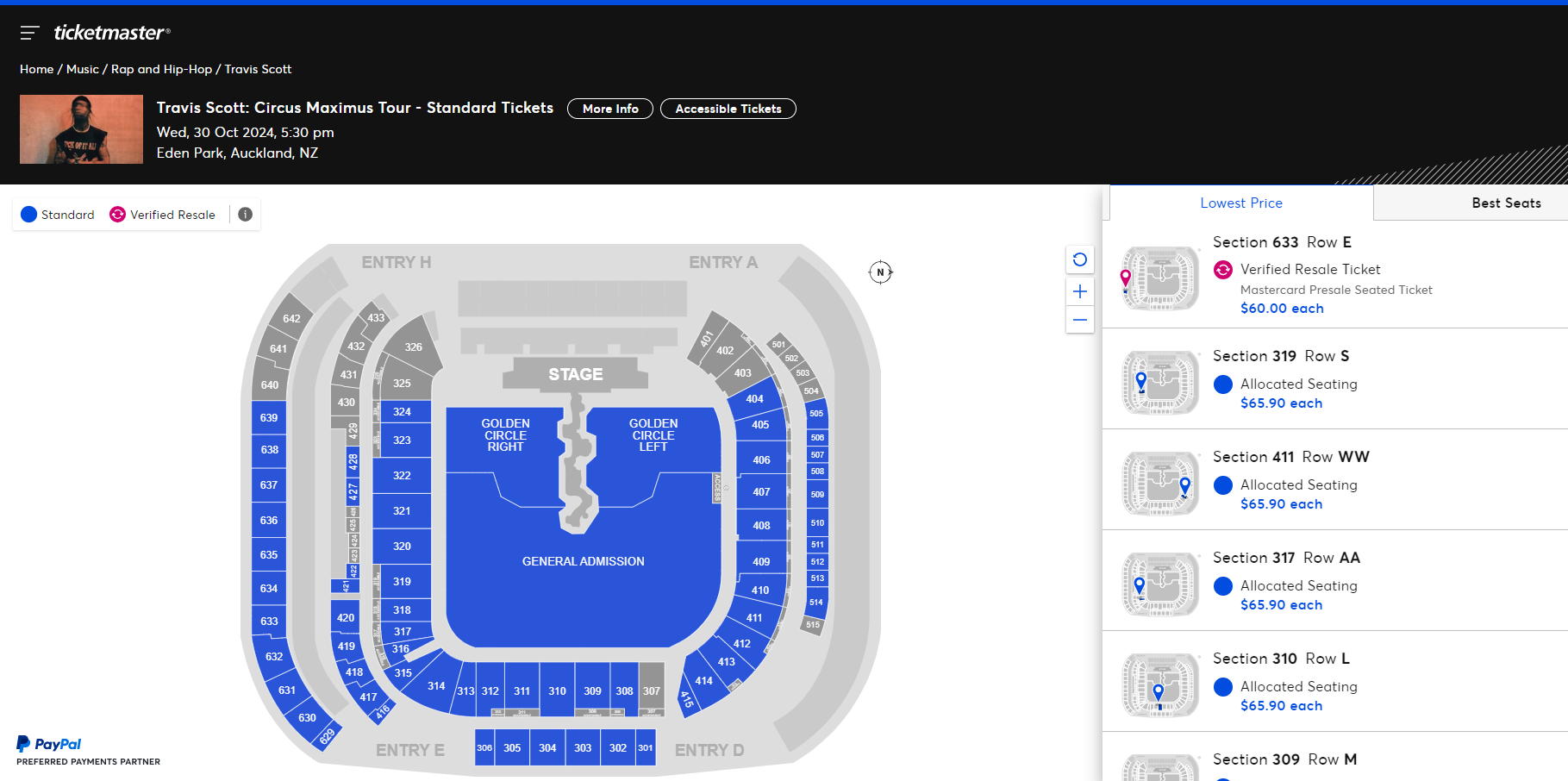 Tickets for Travis Scott's Auckland show are now being sold for as low as $60.
