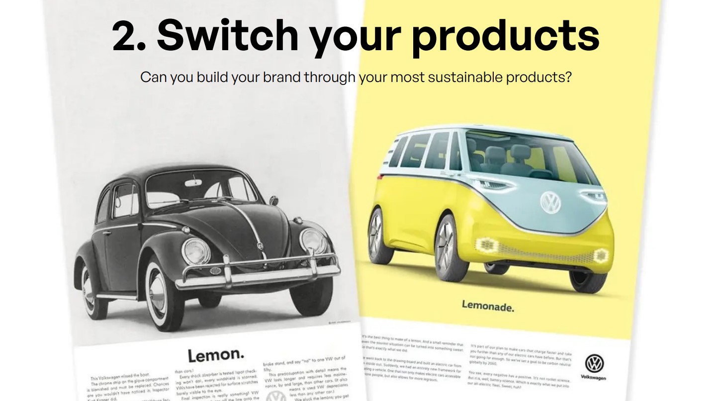 An example of how brands can market sustainability of their products. Slide / Charlotte Marks, DDB
