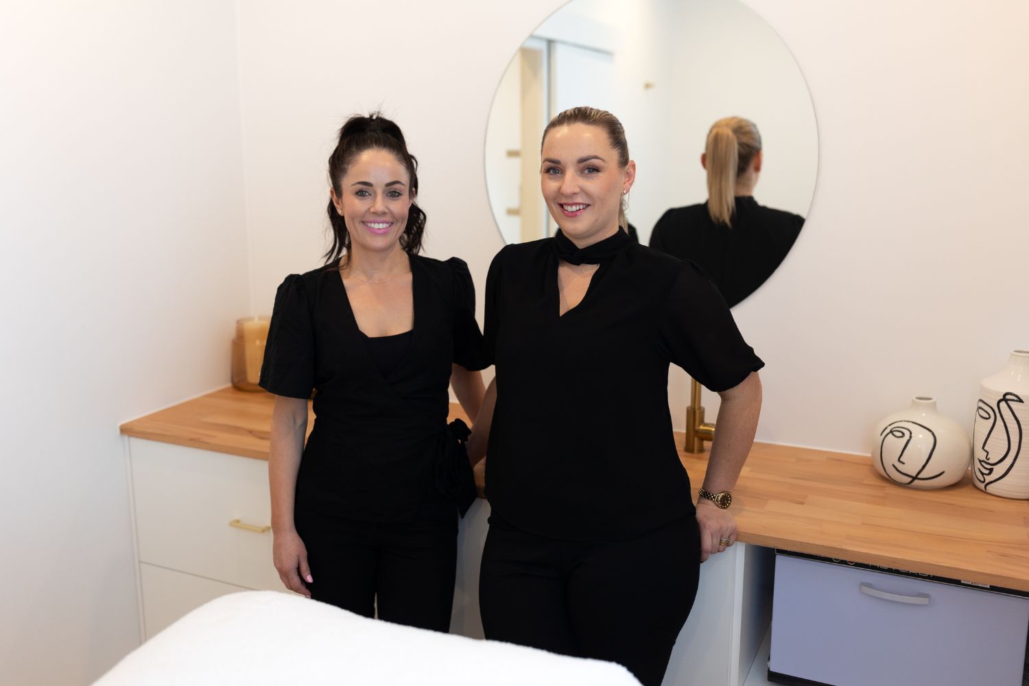 Saint Beauty co-founders Emma Hughes (left) and Bex Hunt. Photo / Supplied
