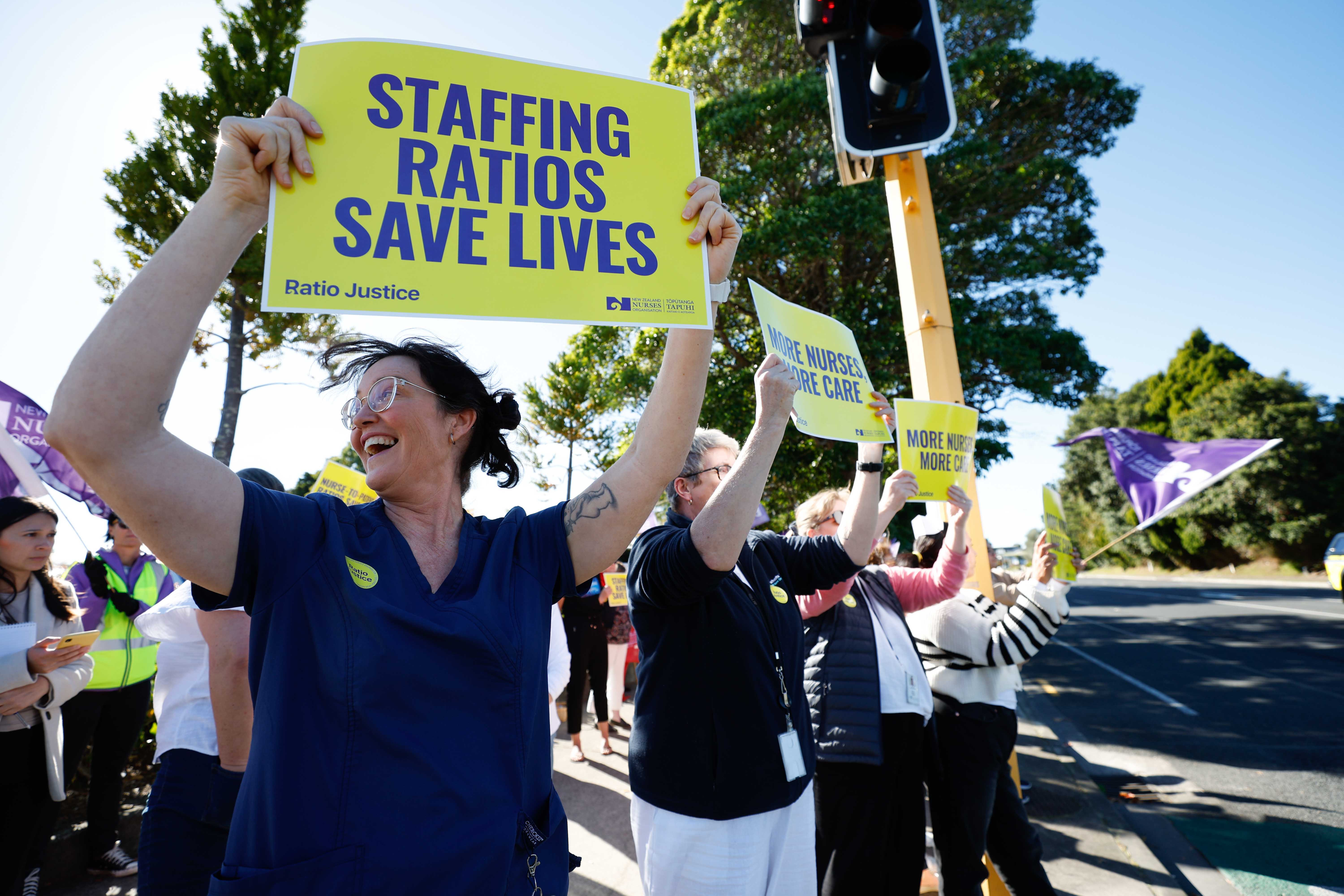 Nurse Amber Benson attended a nurses' strike outside Tauranga Hospital in May last year. Photo / Alex Cairns