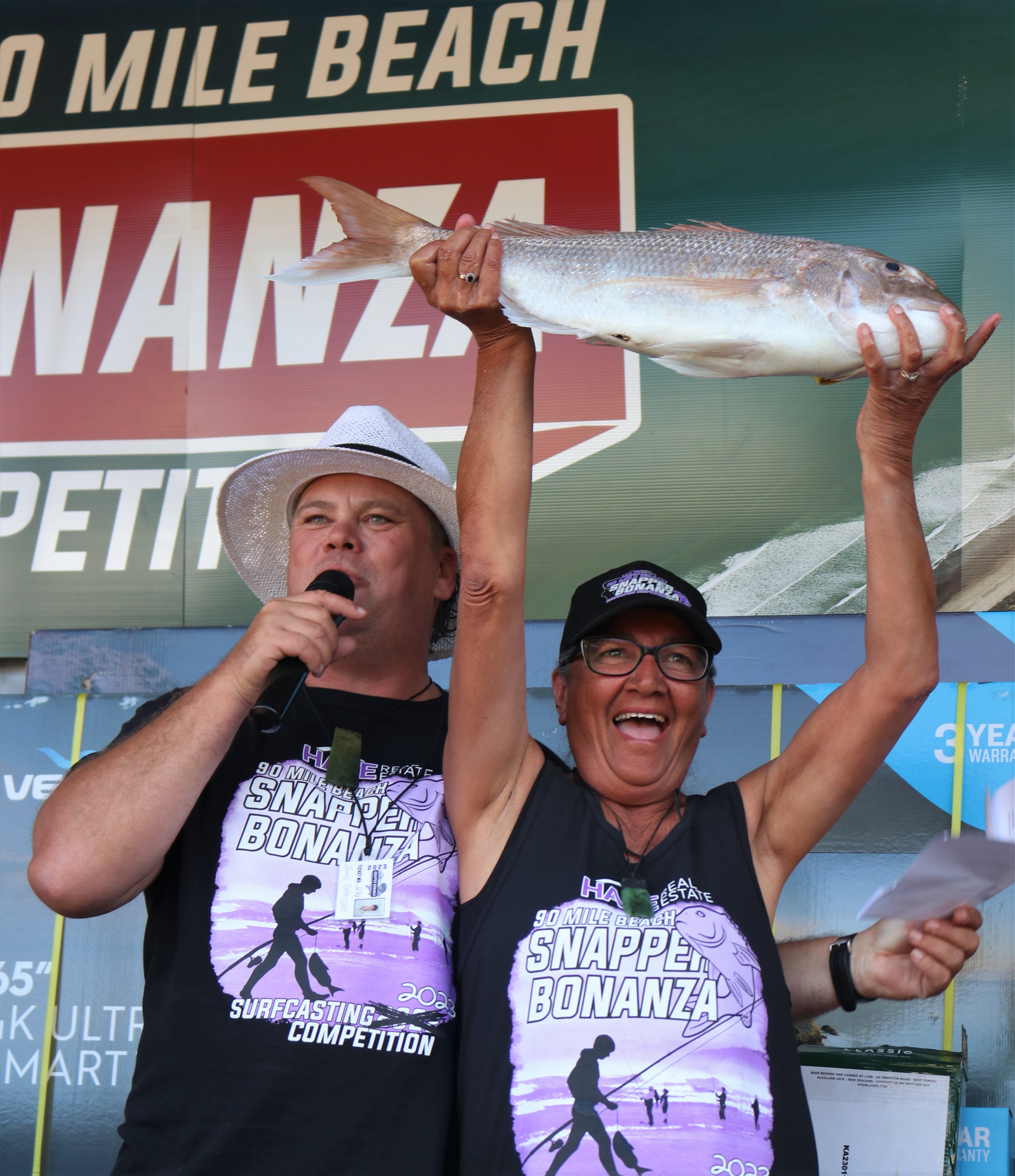 Marihi Langford, of Te Hapua, landed Saturday’s fifth-biggest fish. Photo / Peter de Graaf