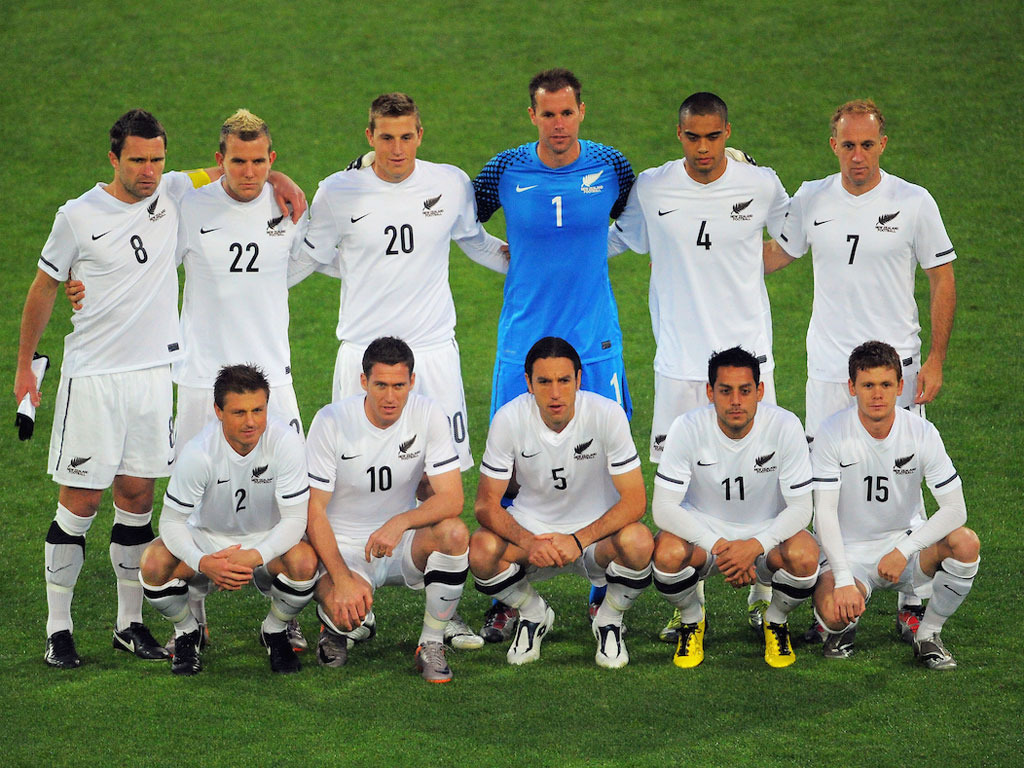 The All Whites pose for a team photo before a World Cup warm-up match against Paraguay. Photo / Photosport.co.nz.