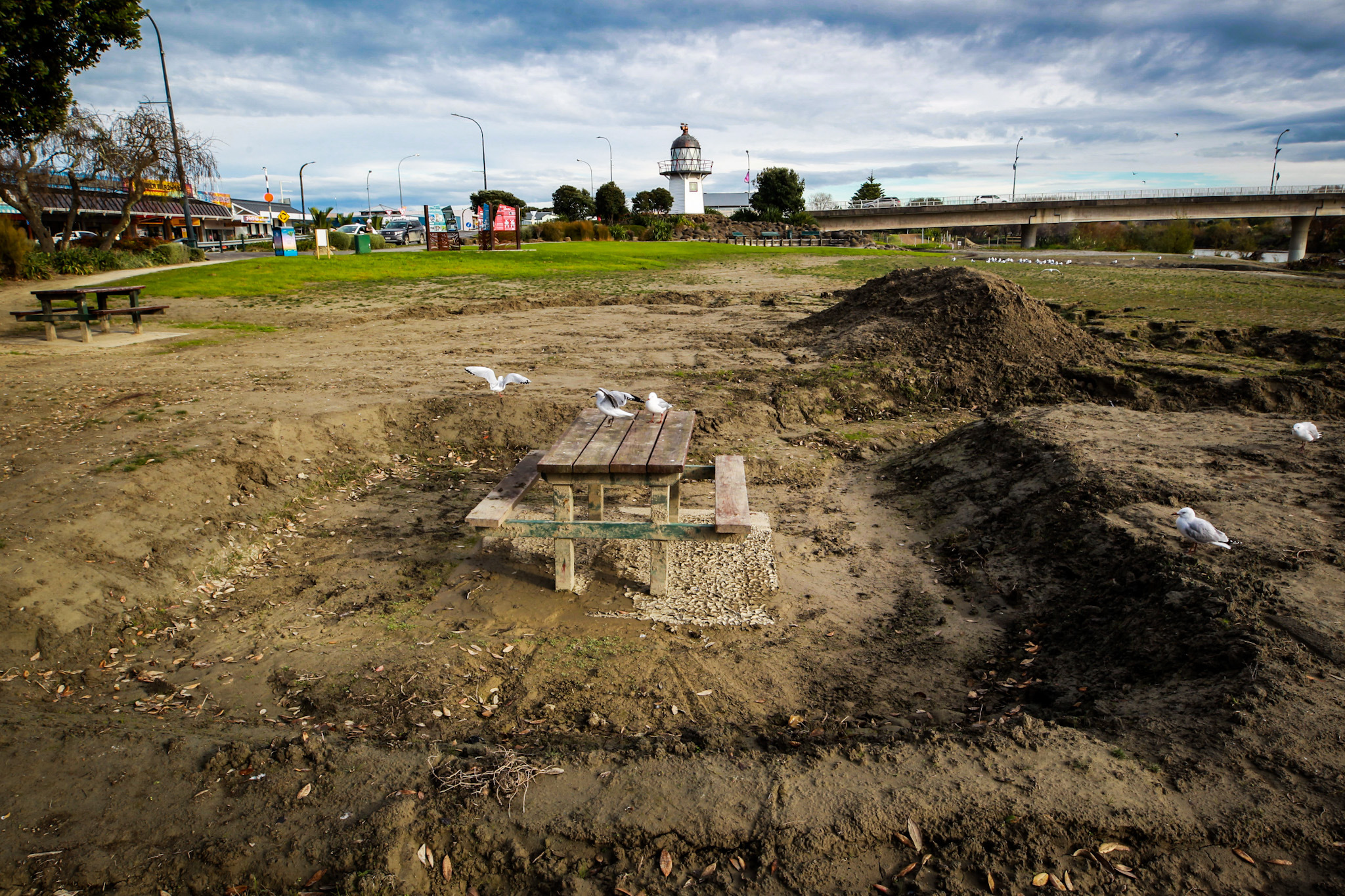 A picnic table dug out of the mud in central Wairoa. Photo / Paul Taylor
