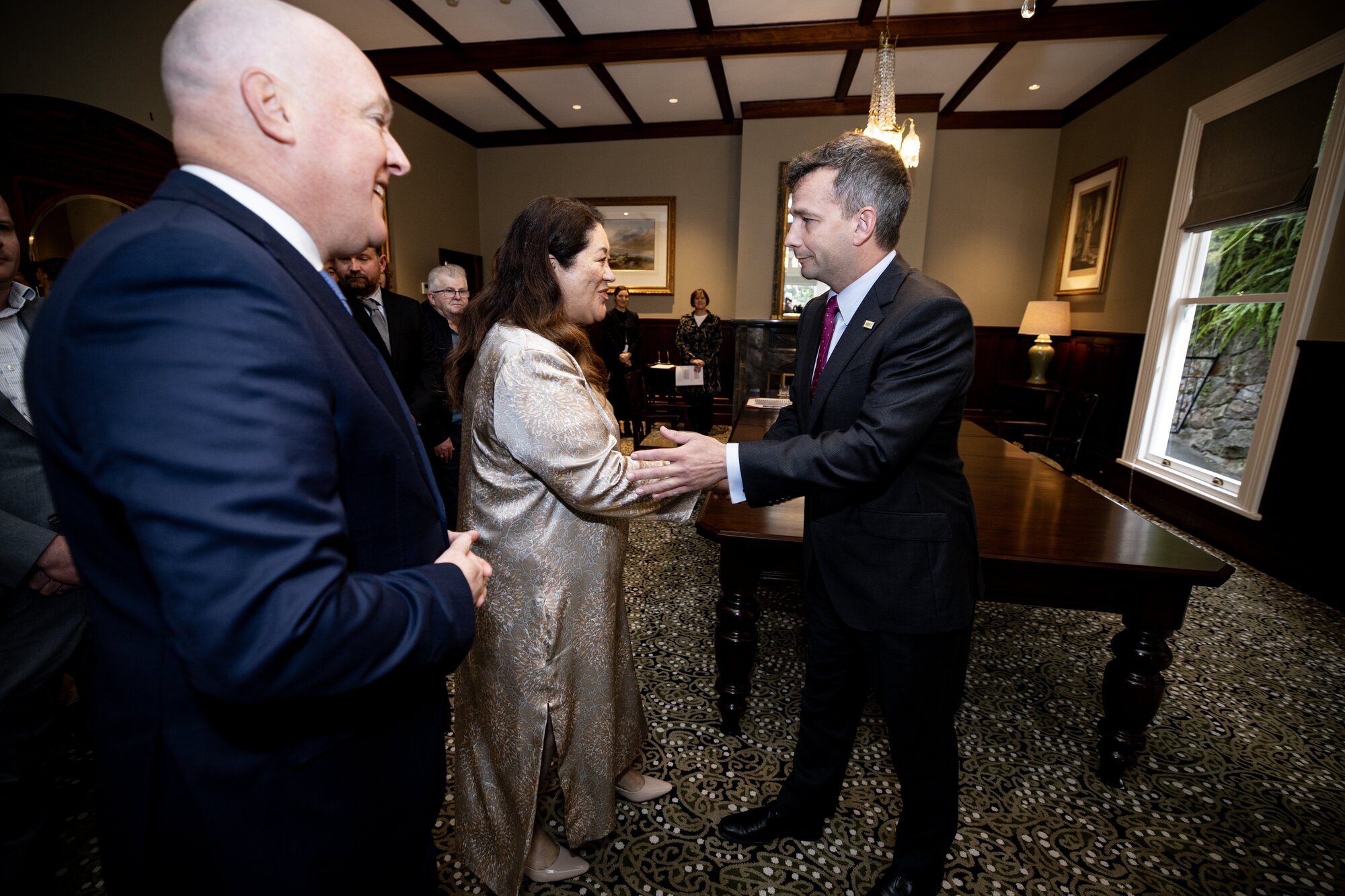 Prime Minister Christopher Luxon (from left) with Governor-General Dame Cindy Kiro and Deputy Prime Minister David Seymour. Photo / Dean Purcell