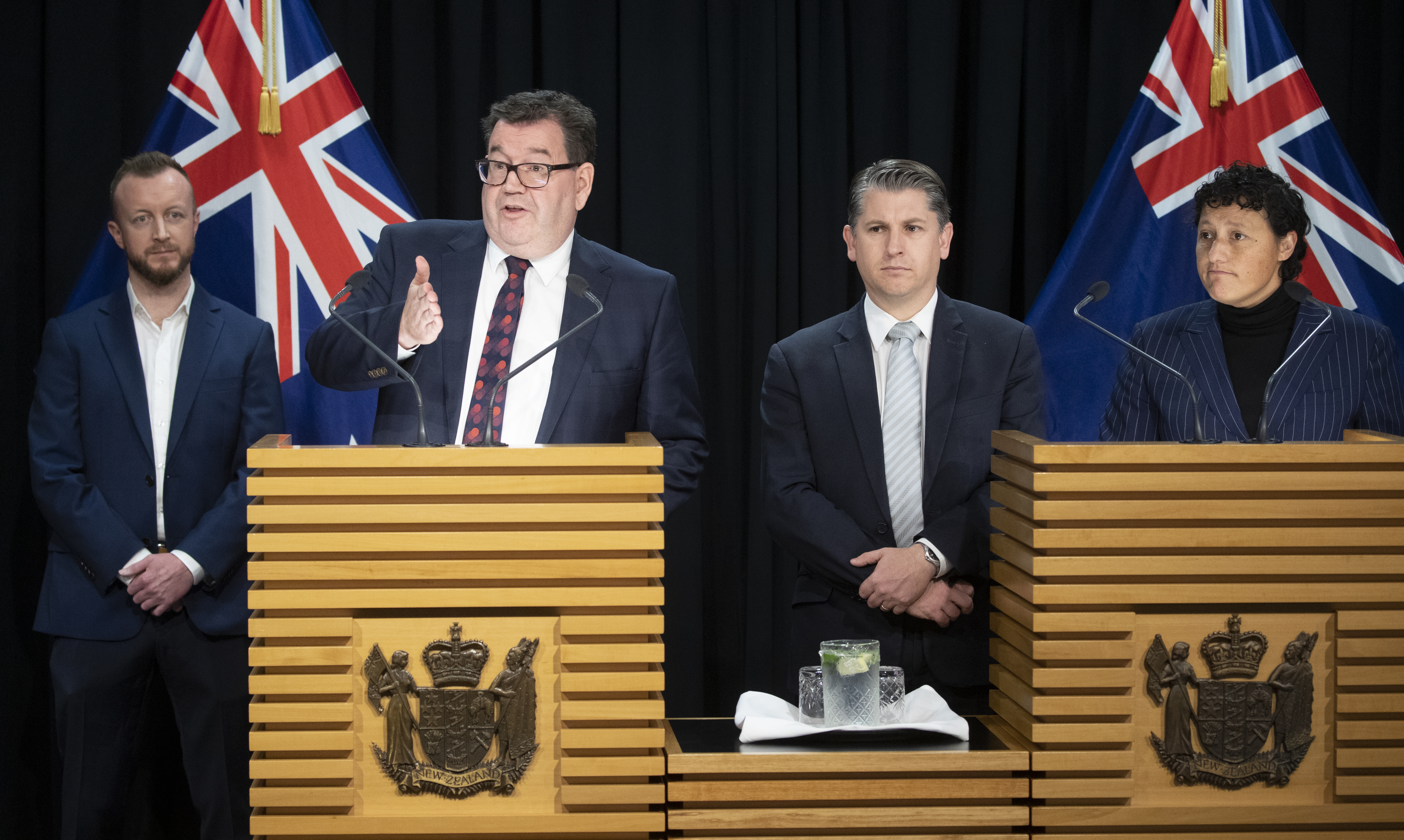 Cyclone Recovery Minister Grant Robertson speaks about the zoning on Thursday. Photo / Mark Mitchell
