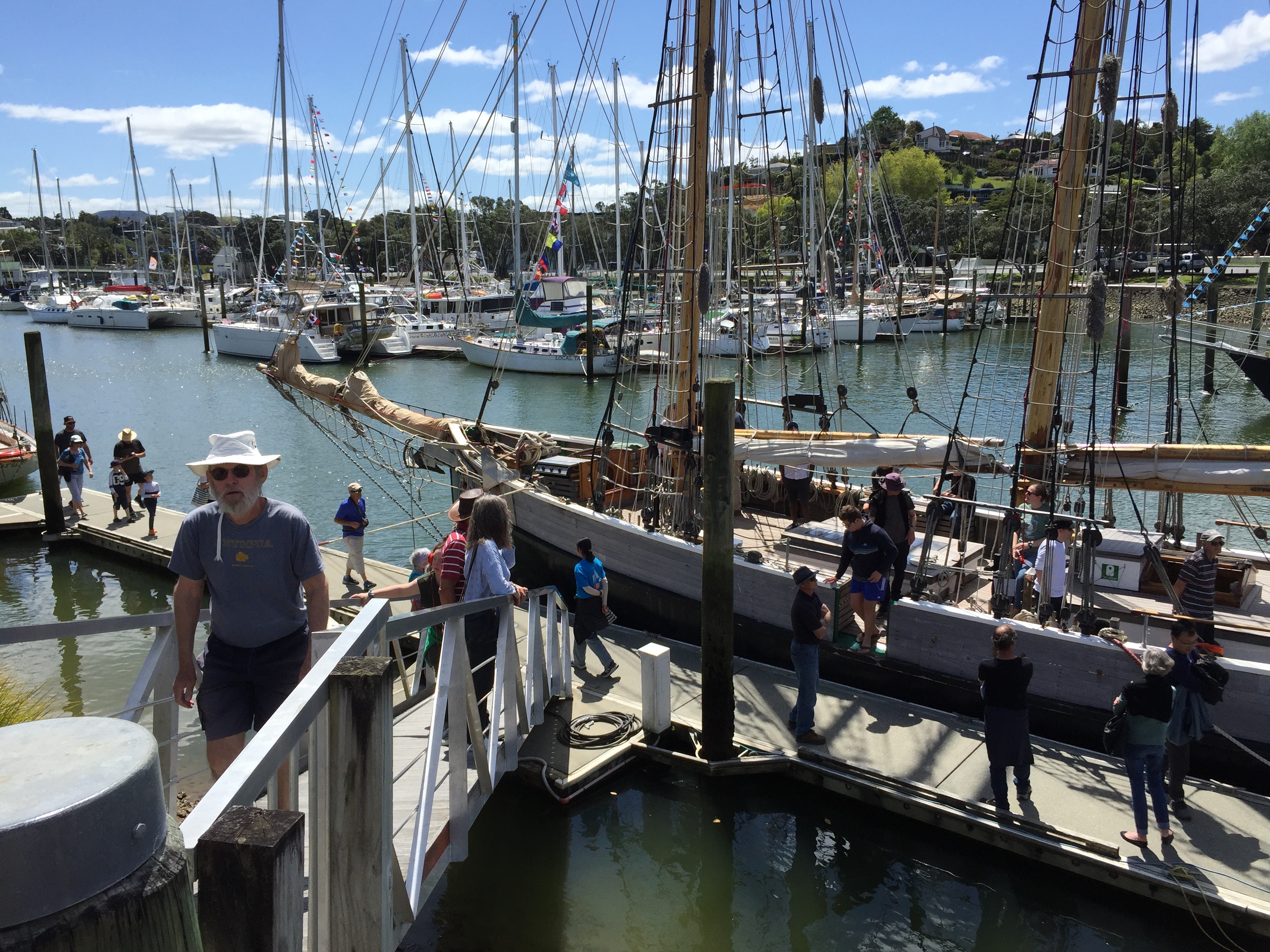 R Tucker Thompson, a tall ship based at Ōpua and built at Whangārei Heads and Mangawhai, drew streams of visitors wanting to take part in pirate-themed action on board. Photo / Susan Botting