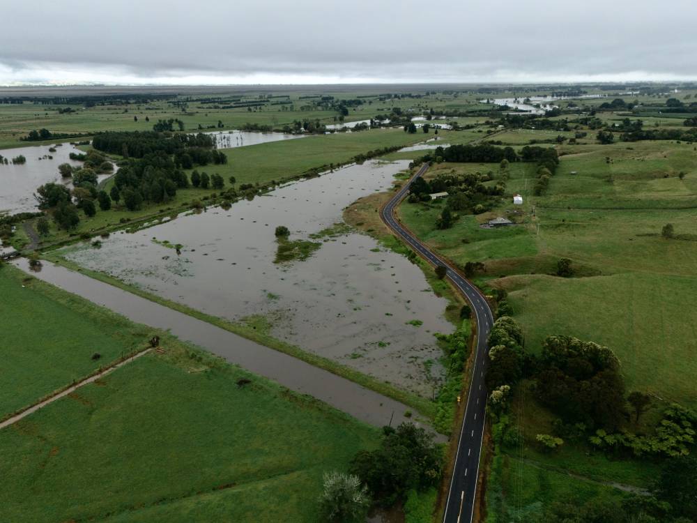 Flooding in Tirohia, near Paeroa, after severe weather hit the North Island on. Photo / Jason Dorday