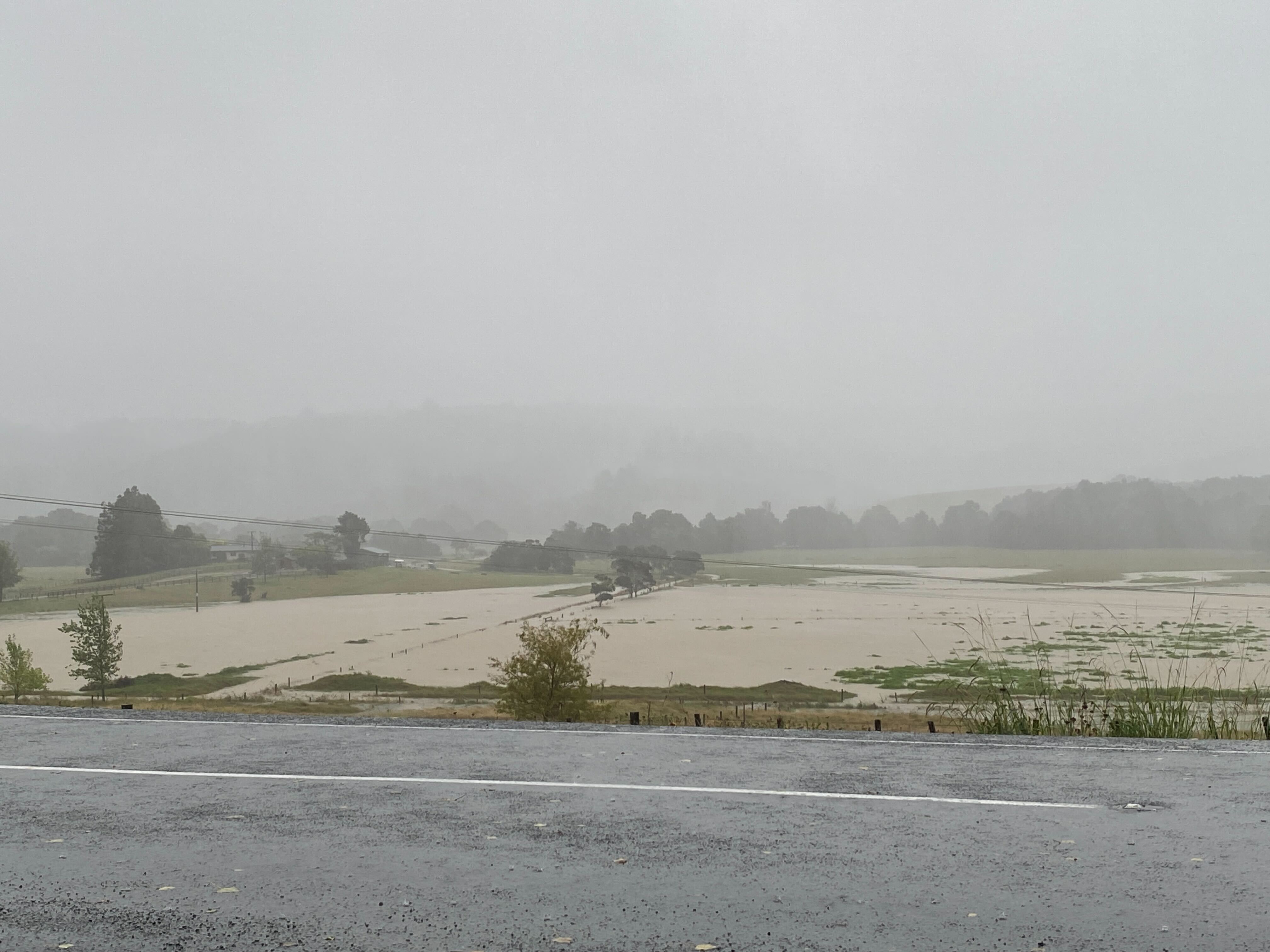 This week’s storm brought highly variable rainfall across Northland and resulted in this flooding in Whakapara, north of Whangārei. Photo / Denise Piper