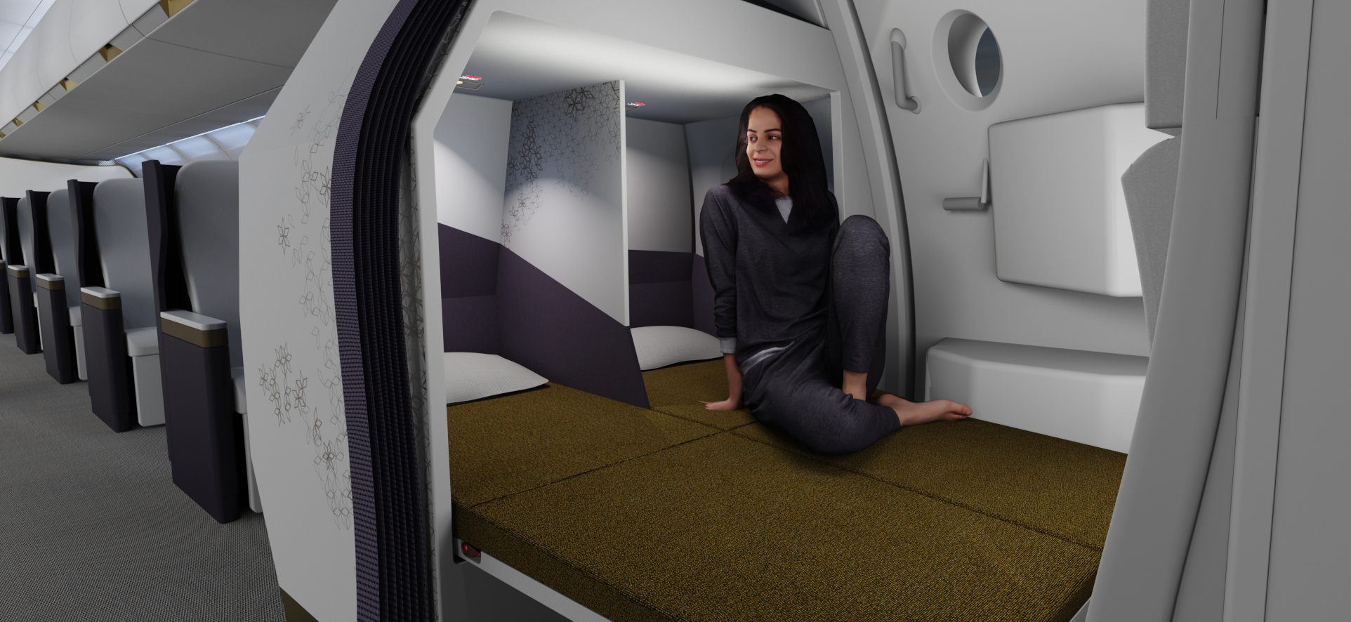 A fold-out crew-rest compartment by Diehl Aviation. Photo / Supplied, Crystal Cabins