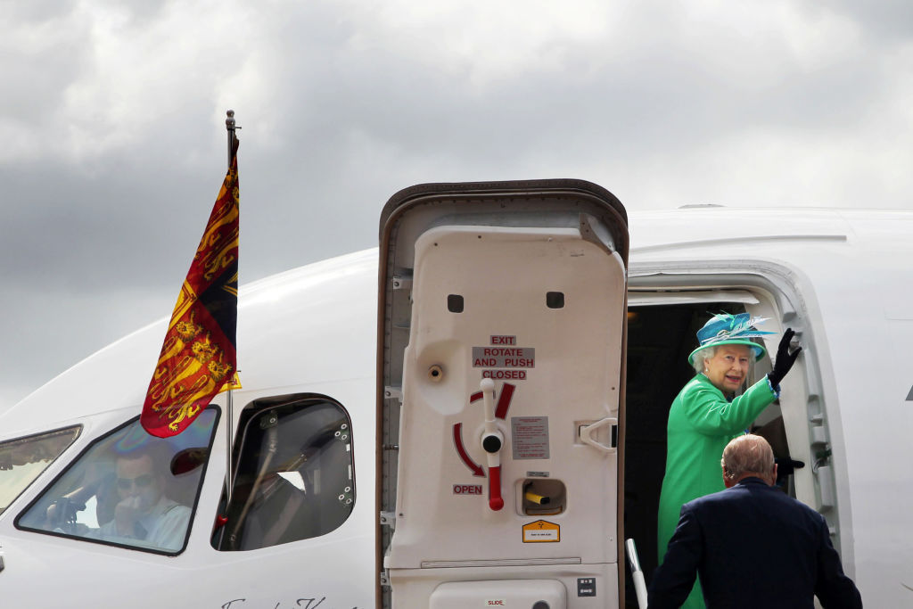 Her Majesty never flies without an extra supply of bodily fluids, in case of emergency. Photo / Getty Images