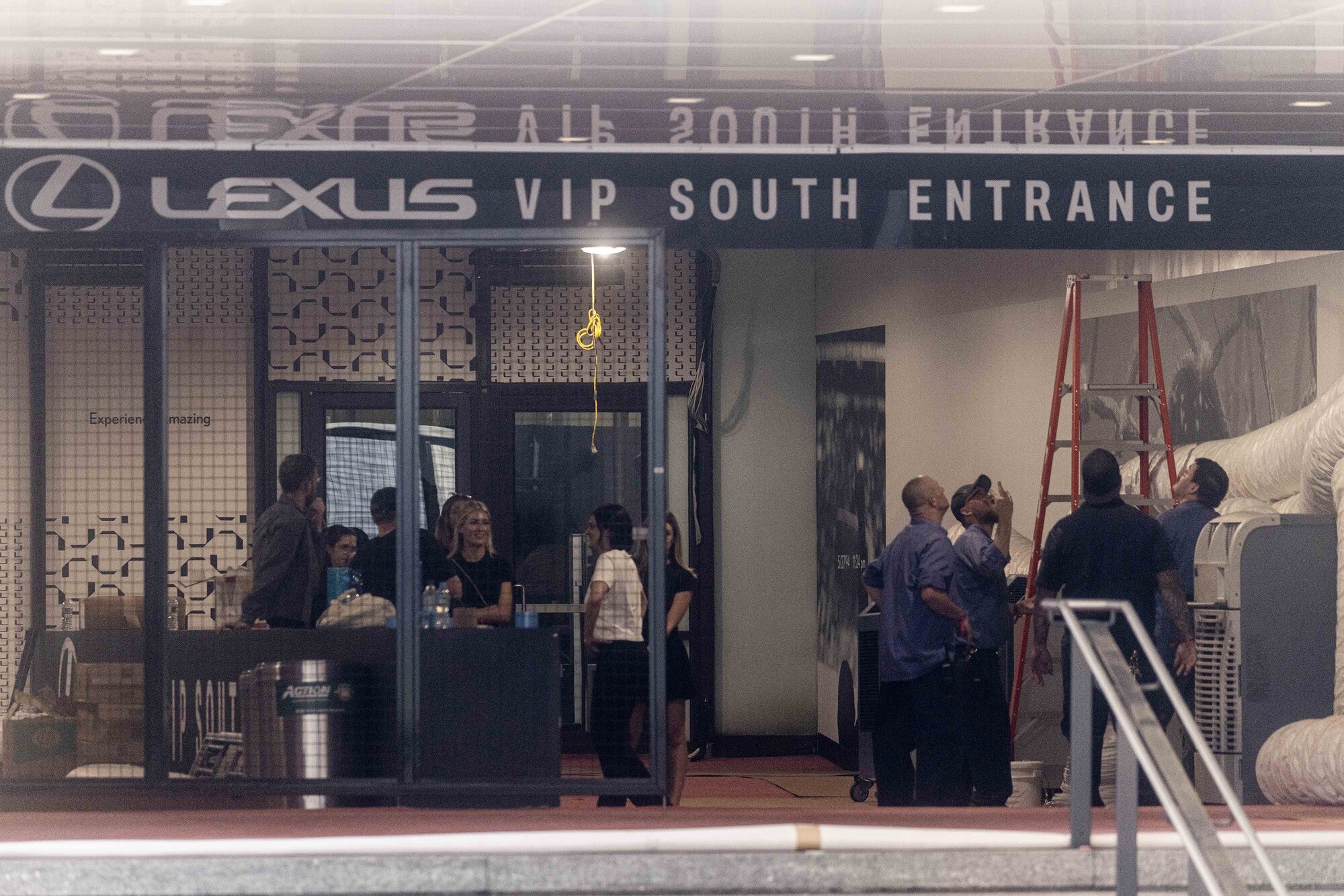 The VIP entrance on West 31st Street at the Garden is where guests attending the event are expected to arrive. The area is expected to be covered by a large tent as buses and hundreds of vehicles shuttle guests into the arena. Photo / Dave Sanders, The New York Times